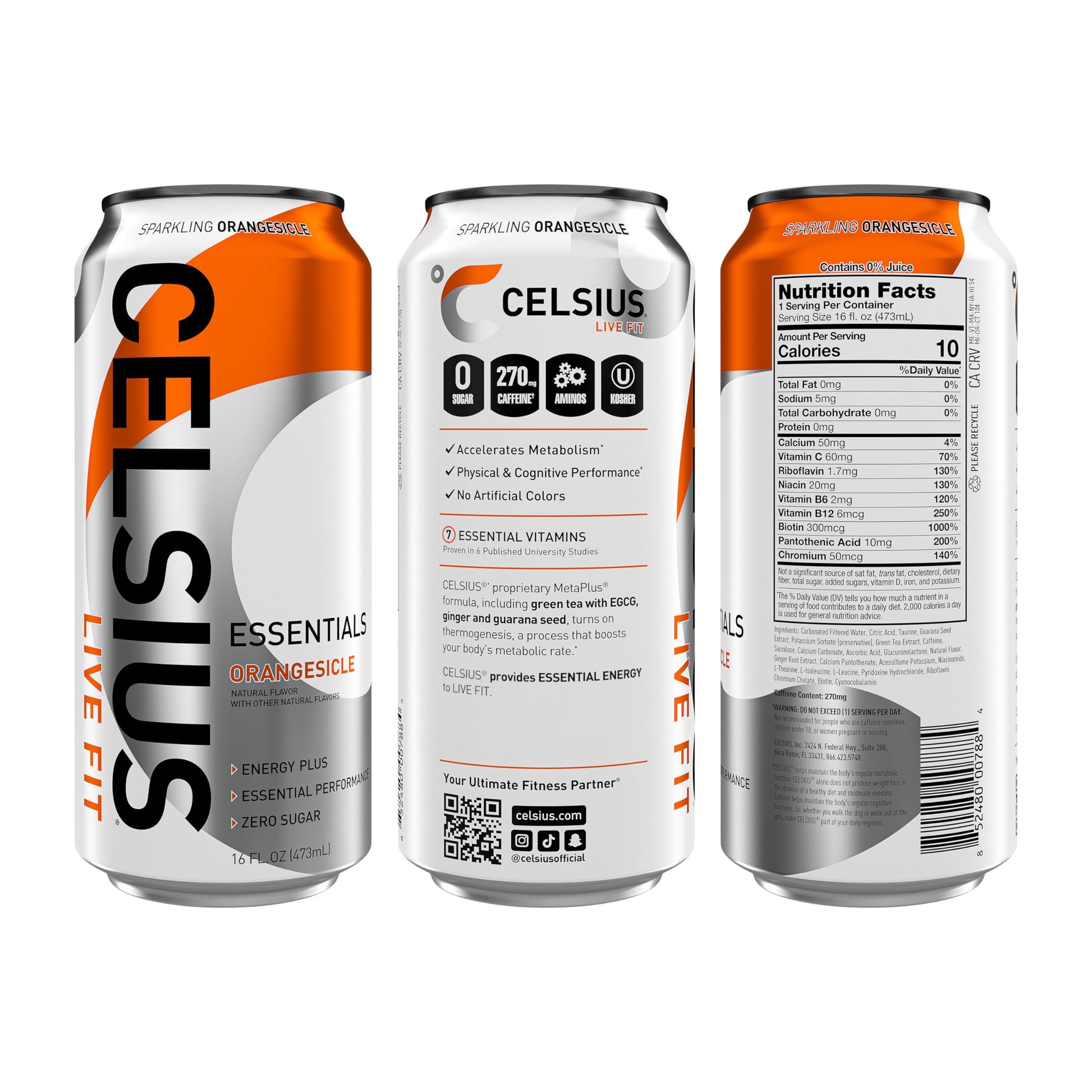 CELSIUS ESSENTIALS, Sparkling Orangesicle, Performance Energy Drink 16 Fl Oz (Pack of 12) CELSIUS buy supplements canada