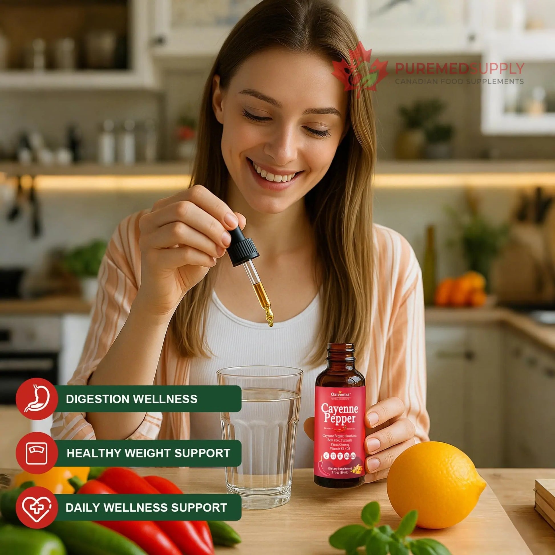 Cayenne Pepper Drops Liquid Supplement Smooth & Sweet Herbal Liquid + Hawthorn Berry, Vitamin D3 K2 Beet Root Powder, Ceylon Cinnamon, Turmeric Curcumin, Organic Panax Ginseng - 2fl oz Oxiventra buy supplements canada