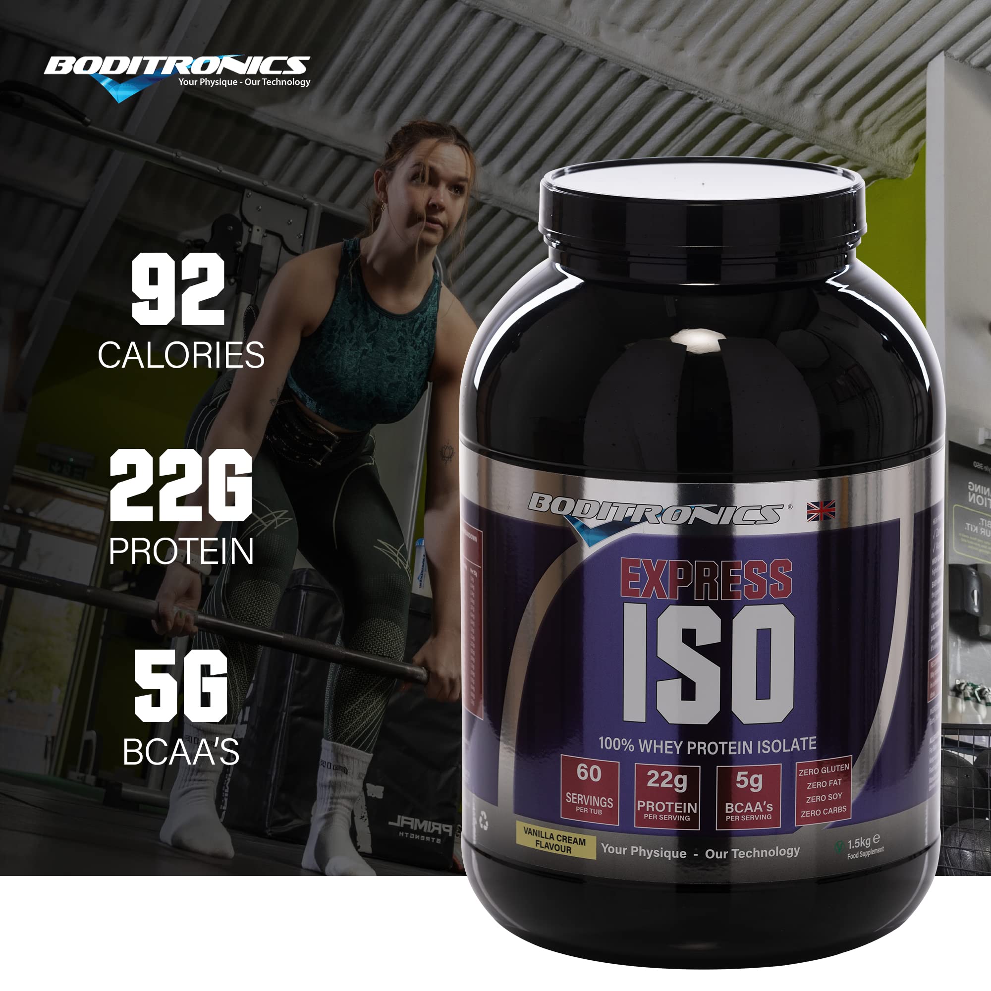 Boditronics 1.5 kg Iso Express Whey 100% Whey Isolate Protein Powder with Occurring Amino Acid Boditronics buy supplements canada
