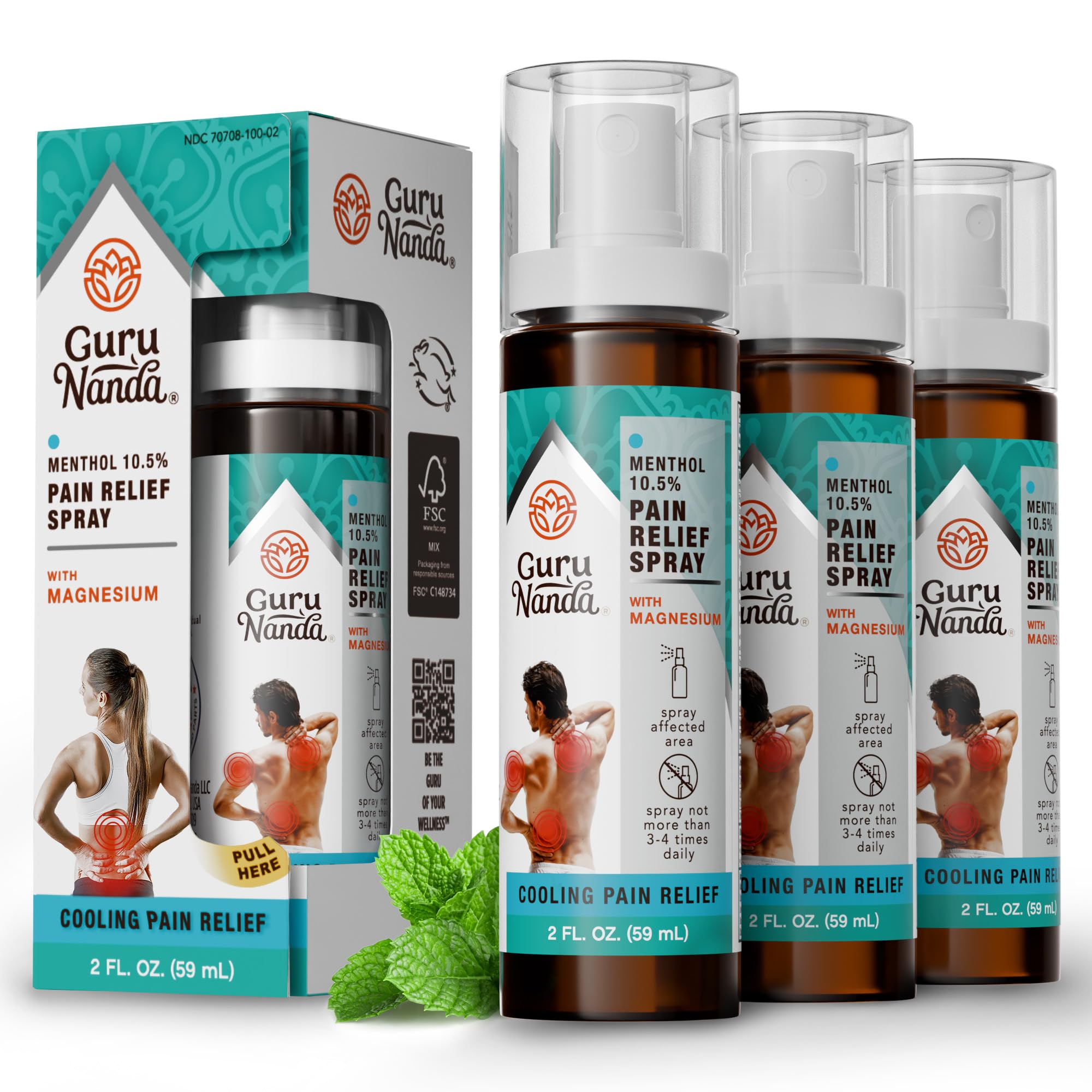 GuruNanda Menthol with Magnesium Spray for Pain Relief – 10.5% Menthol Cooling Spray for Muscle, Joint & Back Discomfort – No-Mess, Fast-Acting Relief, Pack of 3 GuruNanda buy supplements canada