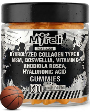MYRELI Hydrolyzed Collagen Type II 500mg, MSM 700mg, Boswellia 200mg, Vitamin C 400mg, Rhodiola 100mg, Hyaluronic Acid 100mg, Joint Mobility, Flexibility, Basketball Athletes, Vegan, Non GMO, 60 Gummy MYRELI buy supplements canada