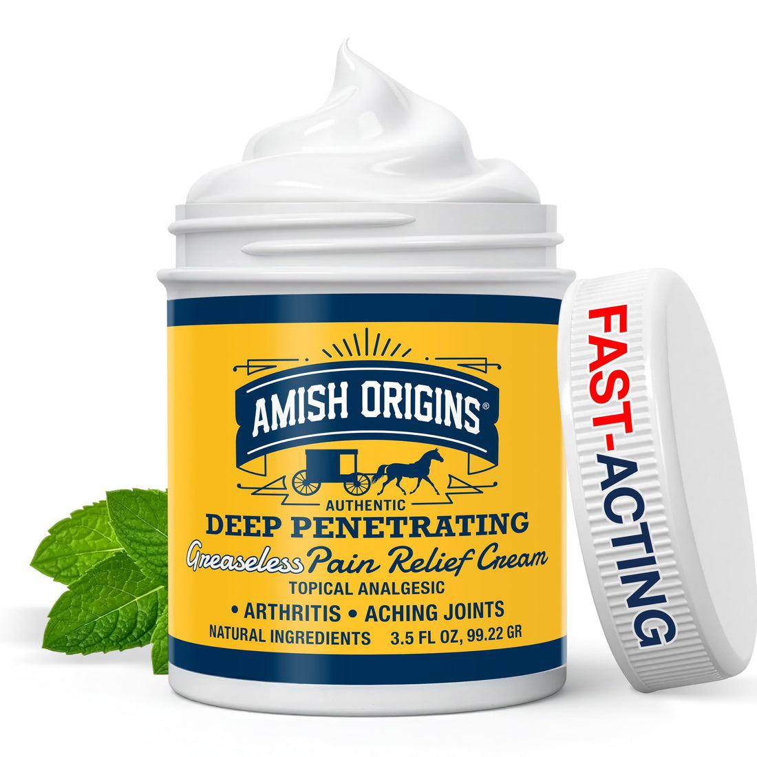 Amish Origins Arthritis Pain Relief Cream - 3.5 oz - Maximum Strength Deep Penetrating for Joint, Muscle, Knee, Back, Feet, Hand, Ankle, Aches, 1 Pack Amish Origins buy supplements canada