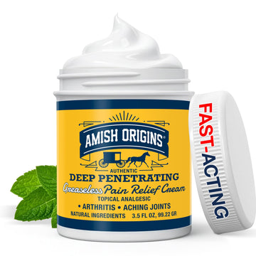 Amish Origins Arthritis Pain Relief Cream - 3.5 oz - Maximum Strength Deep Penetrating for Joint, Muscle, Knee, Back, Feet, Hand, Ankle, Aches, 1 Pack Amish Origins buy supplements canada