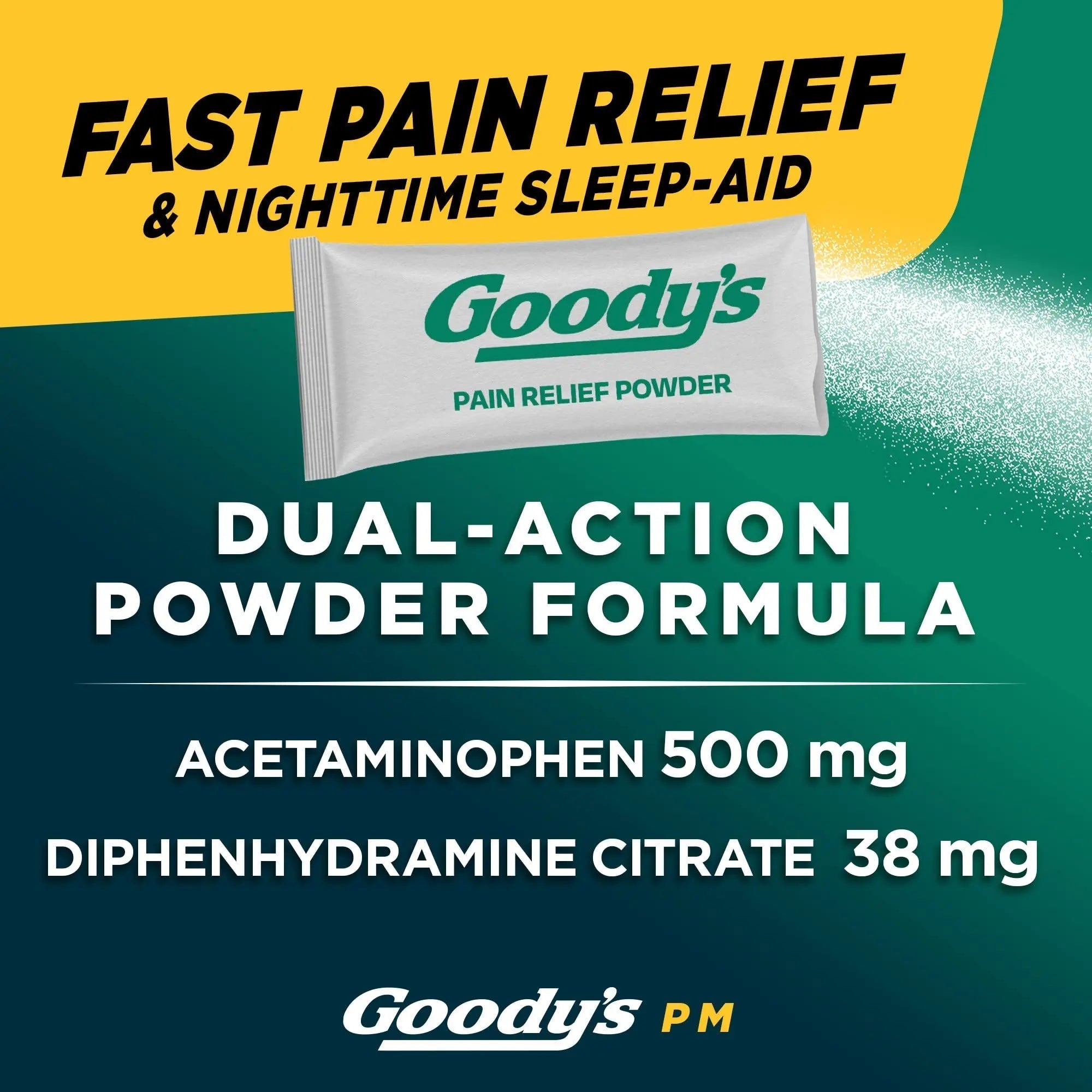Goody's Nighttime Powder, Pain Reliever & Sleep Aid with Acetaminophen & Diphenhydramine Citrate, Caffeine Free, 16 Count Goody's buy supplements canada