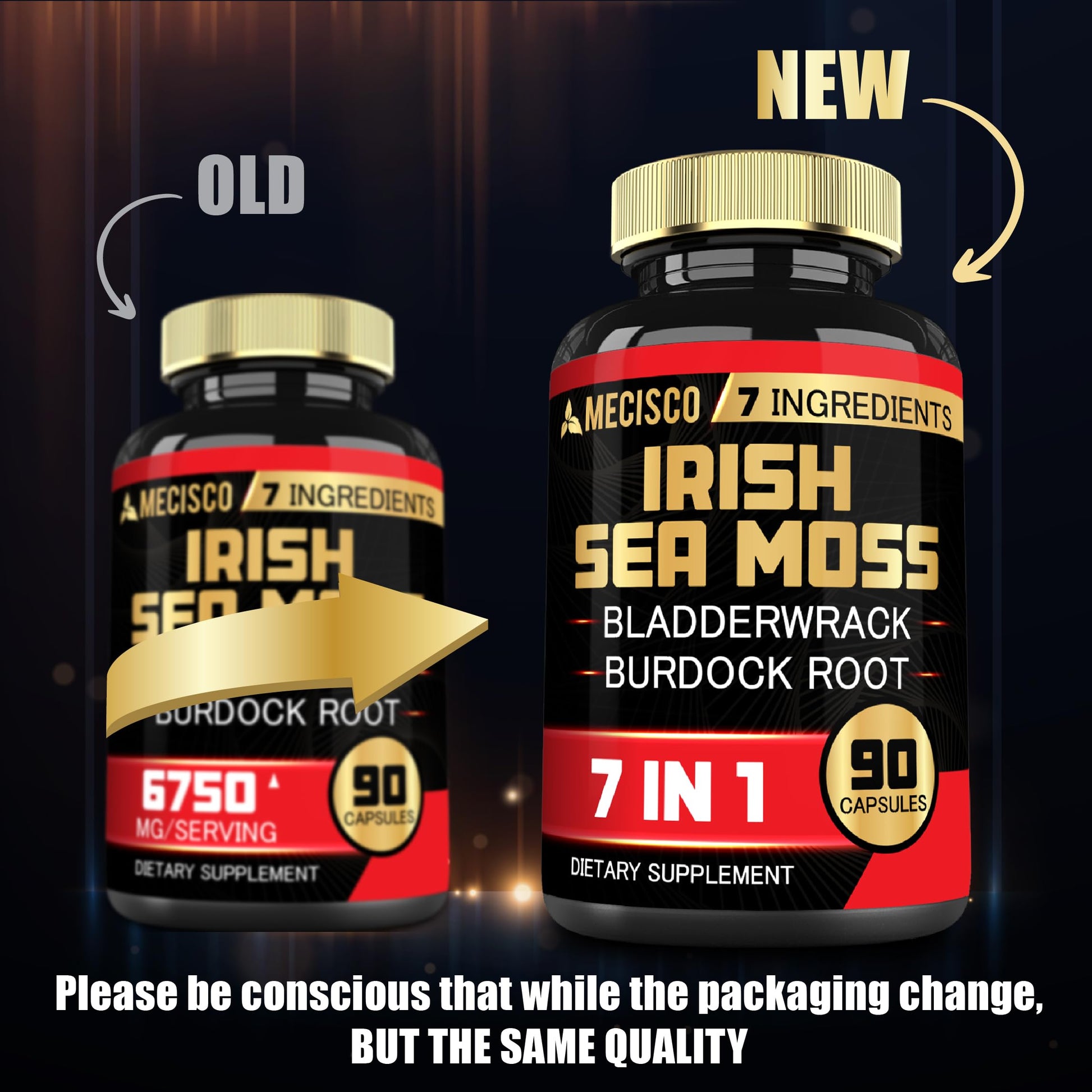 7in1 Irish Sea Moss Capsules 6750 Mg with Organic Bladderwrack & Burdock Root, Turmeric, Apple Cider Vinegar - Raw Seamos Pills for Hair, Skin, Thyroid Healths - 90 Caps for 3-Month Supply Mecisco buy supplements canada