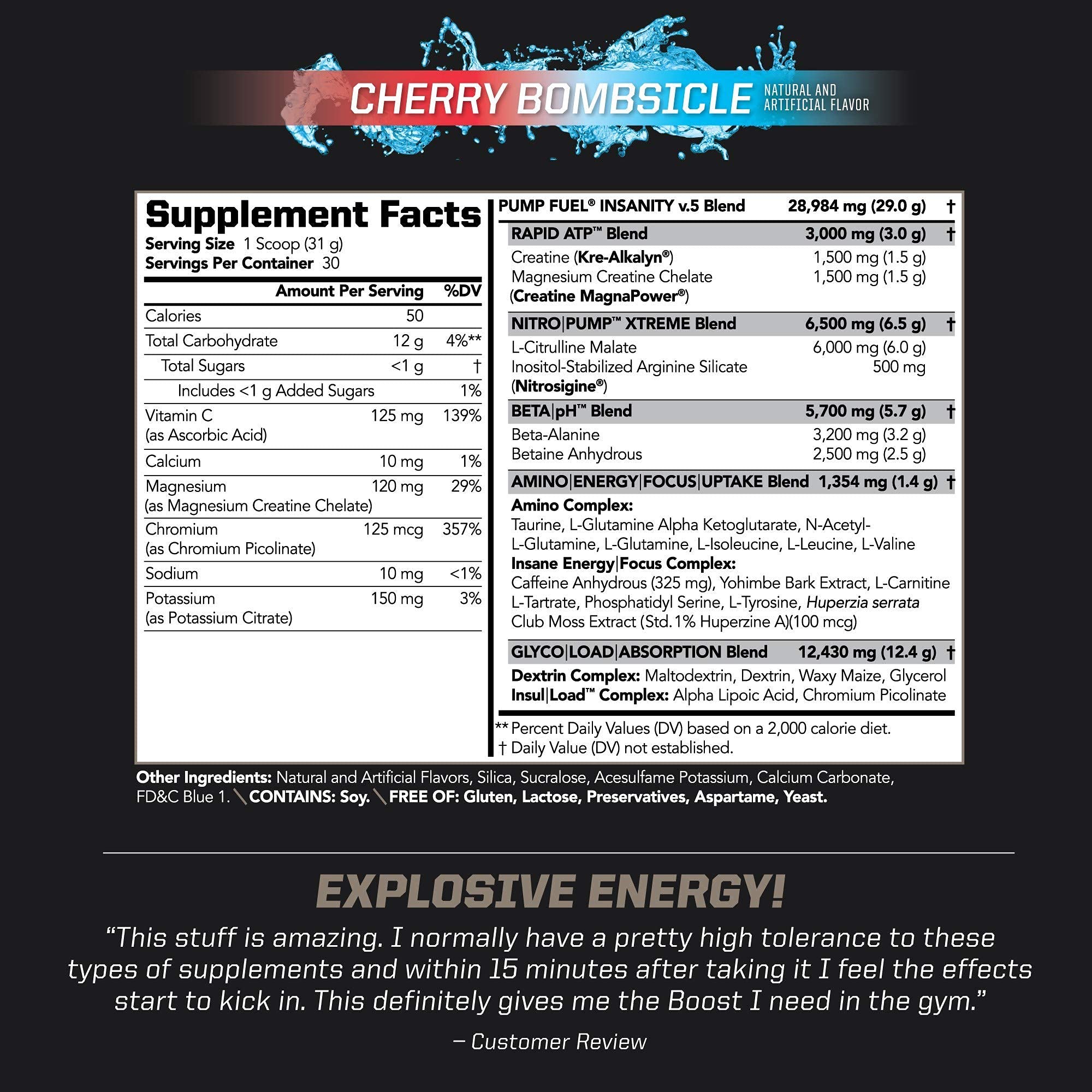 PMD Sports Ultra Pump Fuel Insanity - Pre Workout – Cherry Bombsicle (30 Servings) PMD buy supplements canada