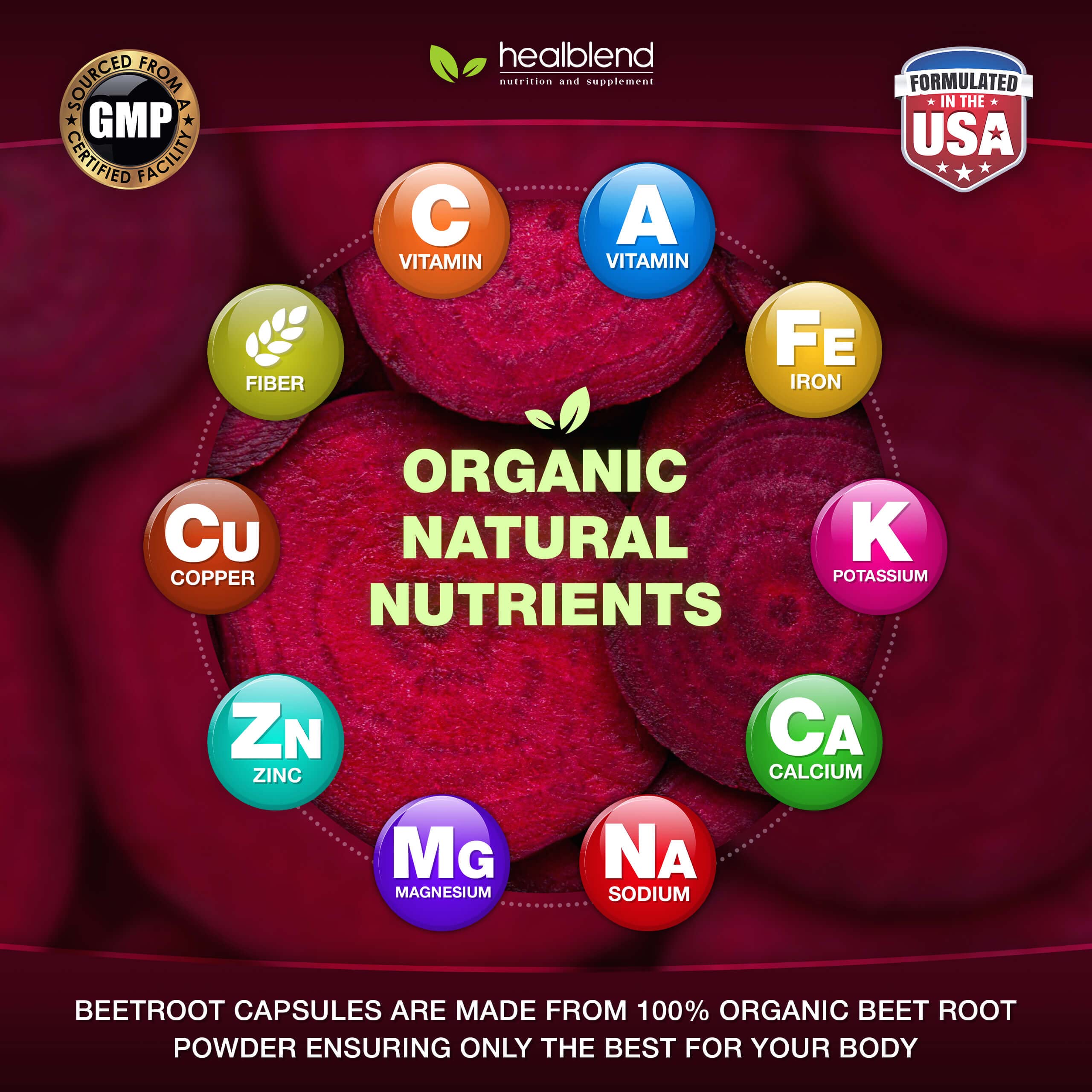 healblend Organic Nitric Oxide Beet Root Capsules 1300mg - Support Immune System healblend buy supplements canada