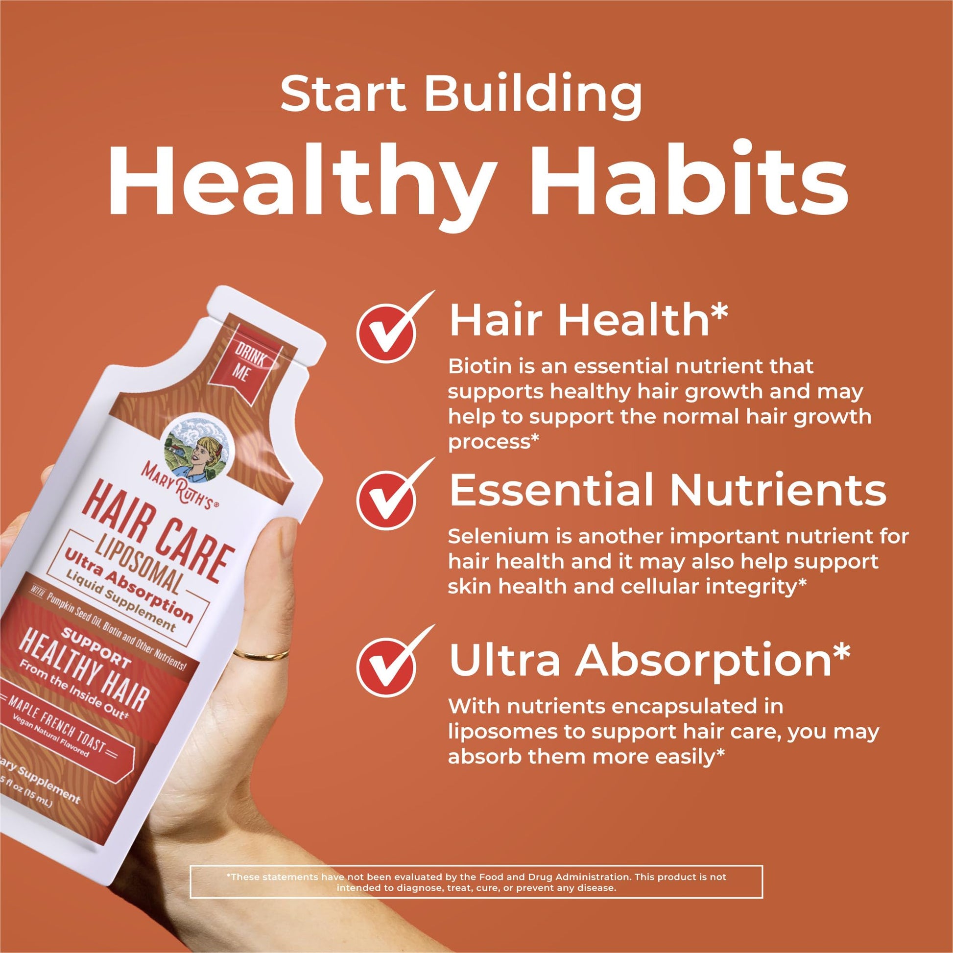 MaryRuth Organics Hair Growth Vitamins, Sugar & Gluten Free, Liquid Hair Vitamins with Vitamin D3, Vitamin E Biotin Hyaluronic Acid, Selenium for Hair & Skin Care Vegan, Non-GMO, 14-0.5 Fl Oz Pouches MARYRUTH'S buy supplements canada