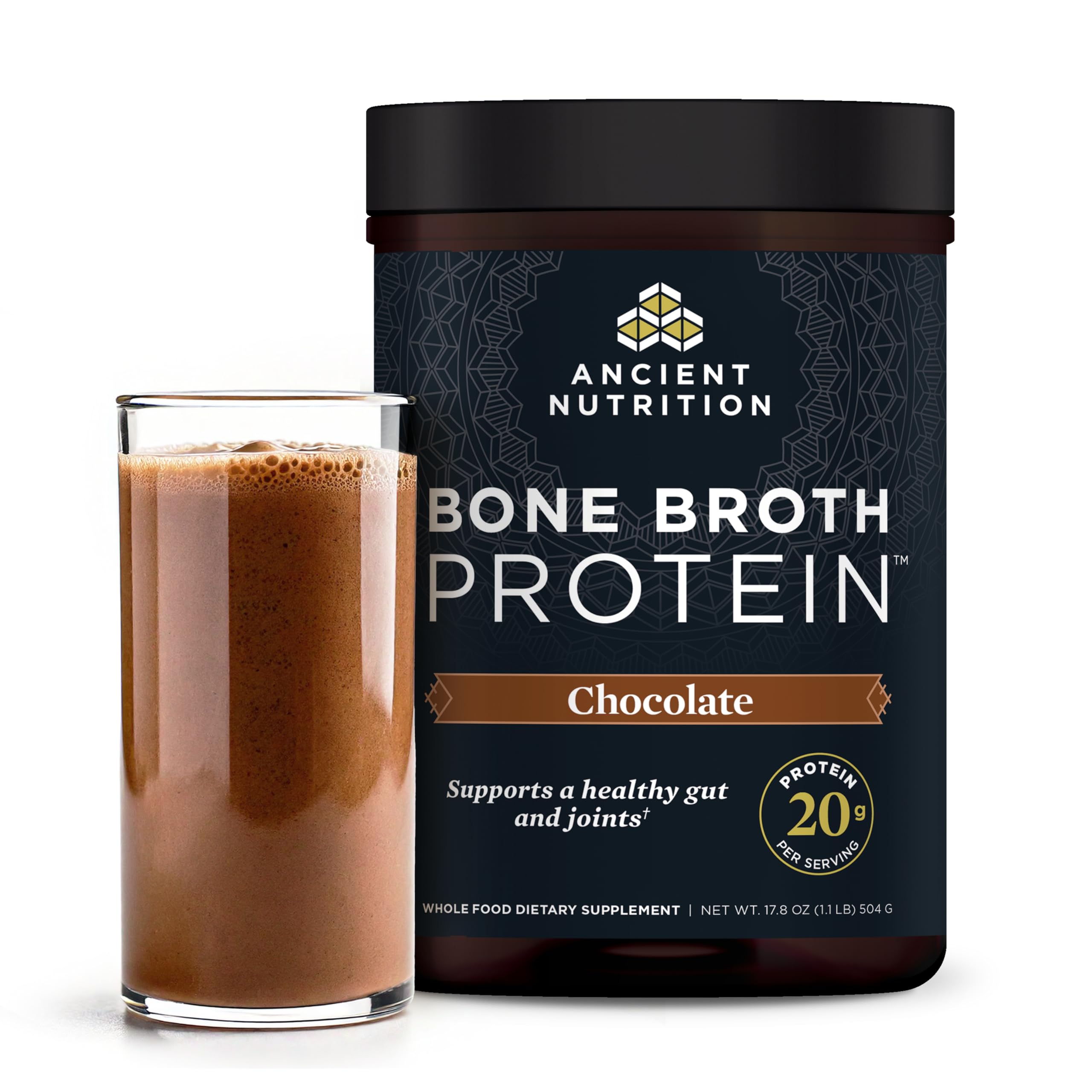 Ancient Nutrition Protein Powder Made from Real Bone Broth, Chocolate, 20g Protein Per Serving, 20 Serving Tub, Gluten Free Hydrolyzed Collagen Ancient Nutrition buy supplements canada