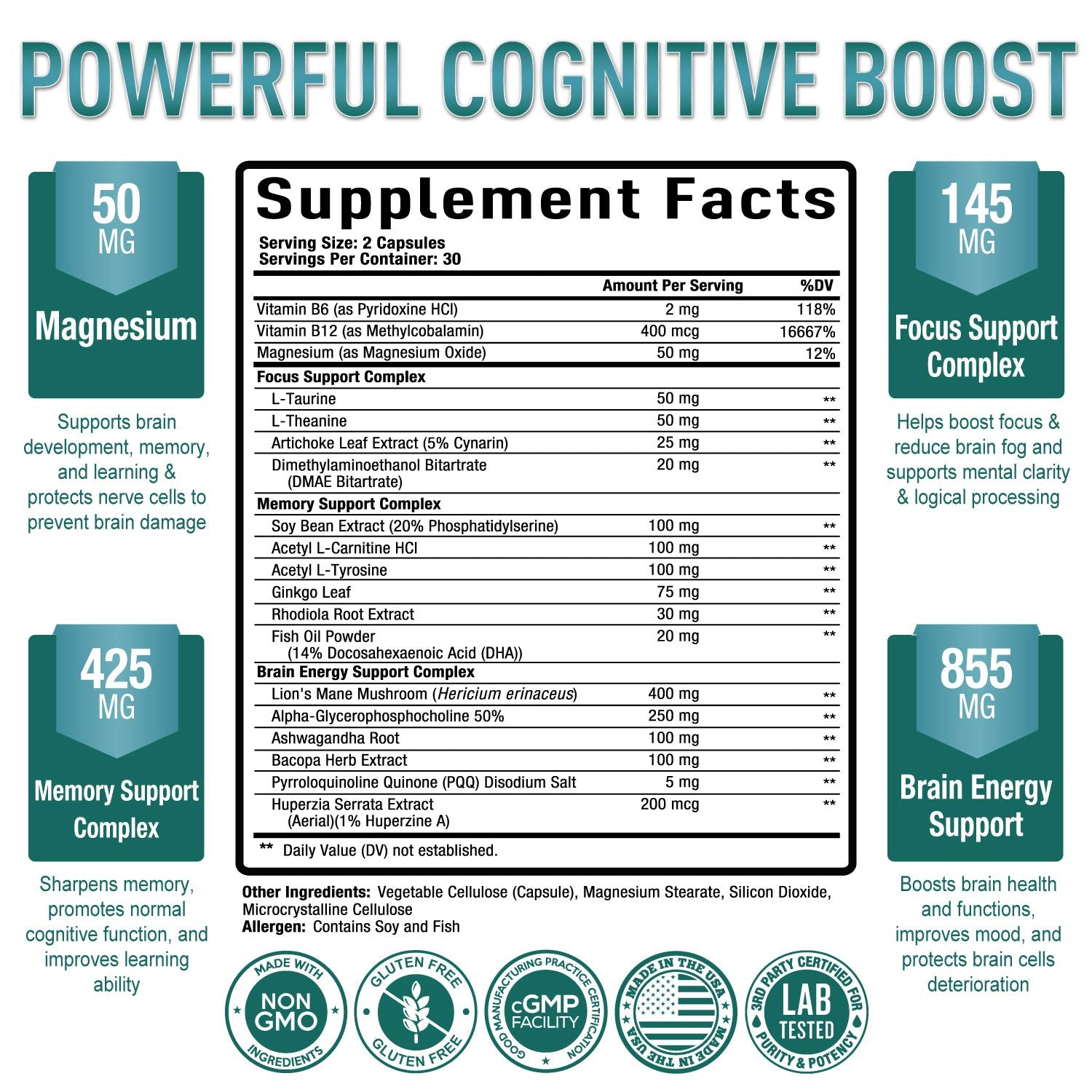Premium Brain Supplement - Nootropic Brain Booster for Focus, Clarity, Improved Memory Purely Optimal buy supplements canada