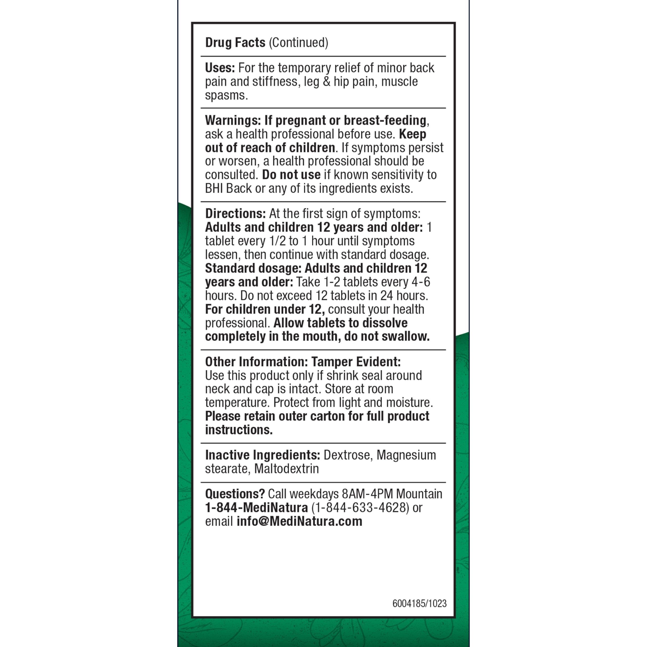 BHI Pain & Spasm Bundle BHI Back Homeopathic Support for Back Pain (100 Tablets) +BHI Spasm, Natural Relief for Cramps & Spasms, Homeopathic Medicine (100 Tablets) MediNatura buy supplements canada