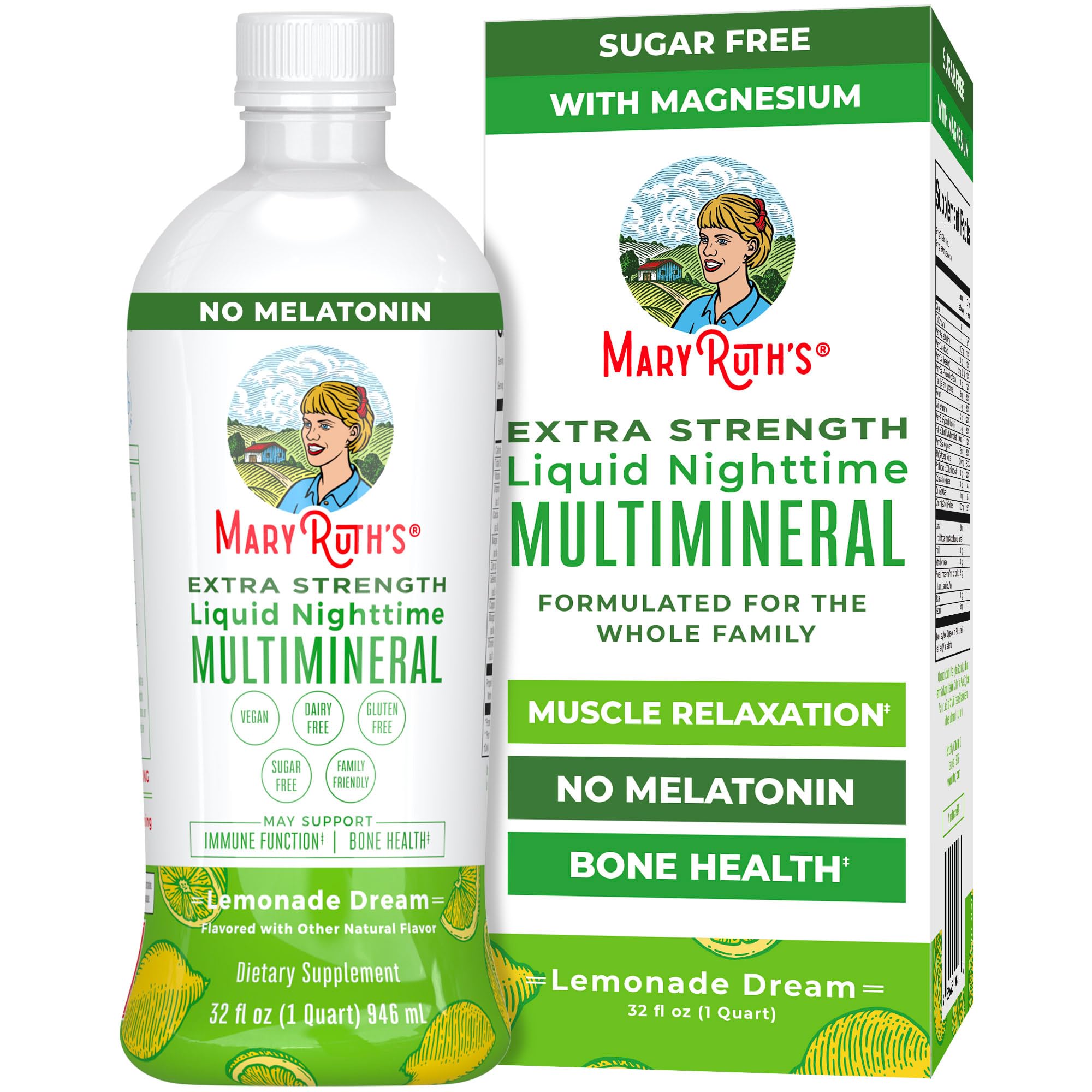 MaryRuth Organics Extra Strength Nighttime Liquid Multimineral | Sugar Free | Calm Magnesium Citrate | NO Melatonin | Calcium Magnesium Zinc | Muscle Relaxation | Lemonade Flavor | Vegan | 32 Serving MARYRUTH'S buy supplements canada