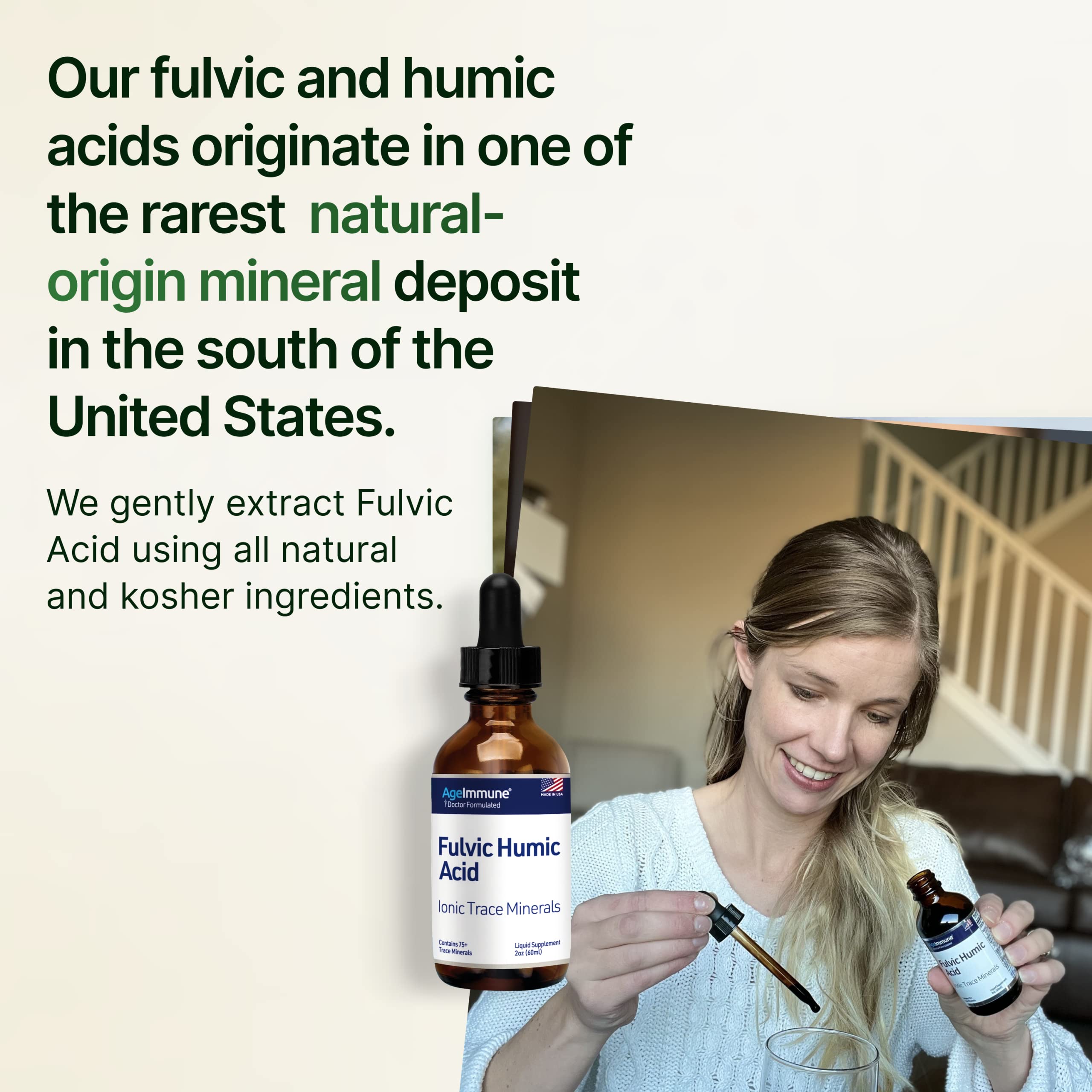 Fulvic Humic Acid 75 + Trace Minerals Liquid Supplement - Plant Derived in USA - Fulvic Acid Minerals Concentrate for Energy, Gut Health and Hydration AgeImmune buy supplements canada
