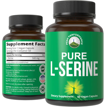 Peak Performance L-Serine Capsules 500mg Best Brain and Nootropic Amino Acids for Production of L-Cystine, L-Tryptophan and Serotonin. USA Grade L Serine Pills. Non-GMO Supplement (60 Servings) Peak Performance buy supplements canada