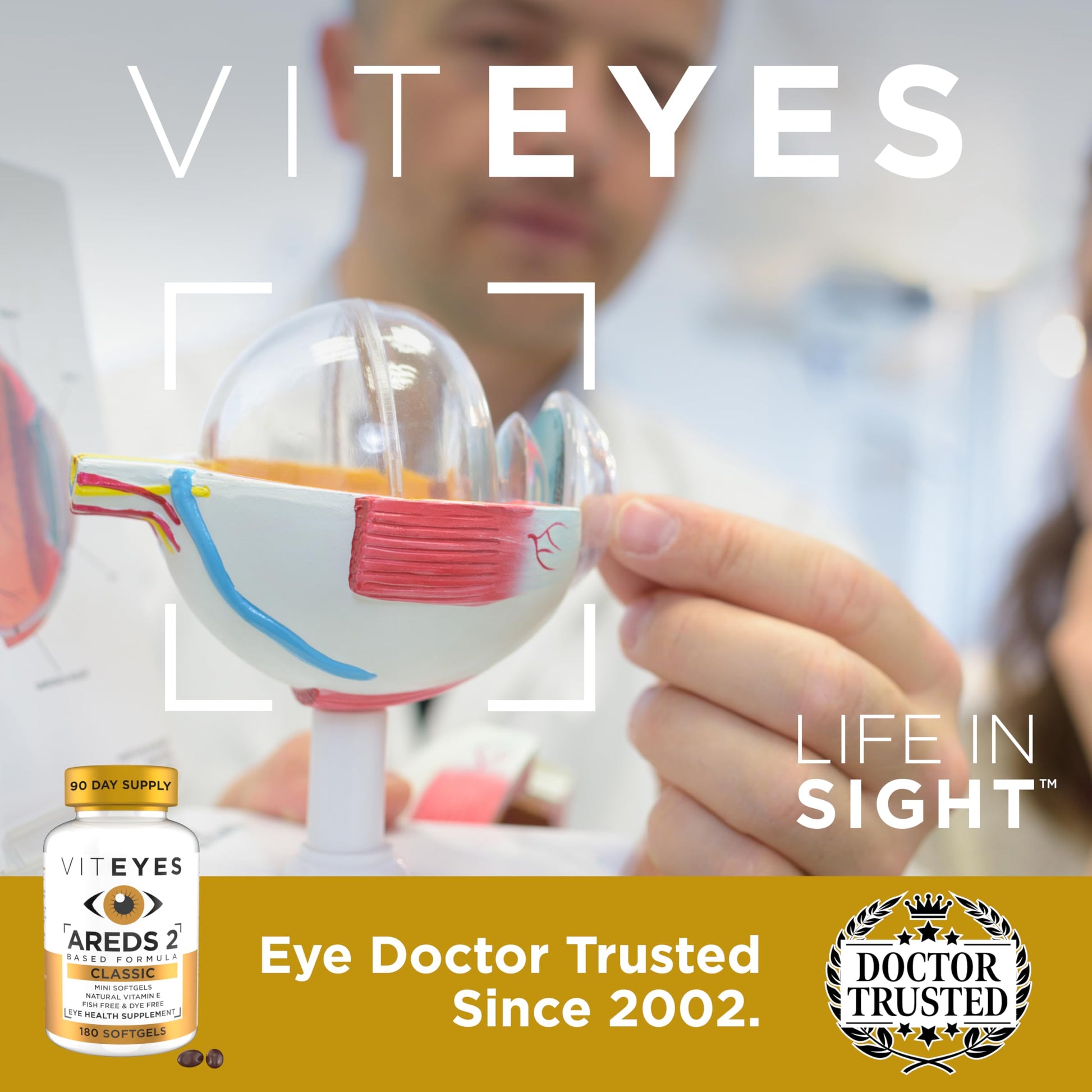 Viteyes AREDS 2 Classic Macular Health Formula Softgels, Eye Health Vitamin to Support Macular Health, Lower Zinc, Eye Vitamins, Macular Vitamins, Beta-Carotene Free, 180 Softgels Viteyes buy supplements canada