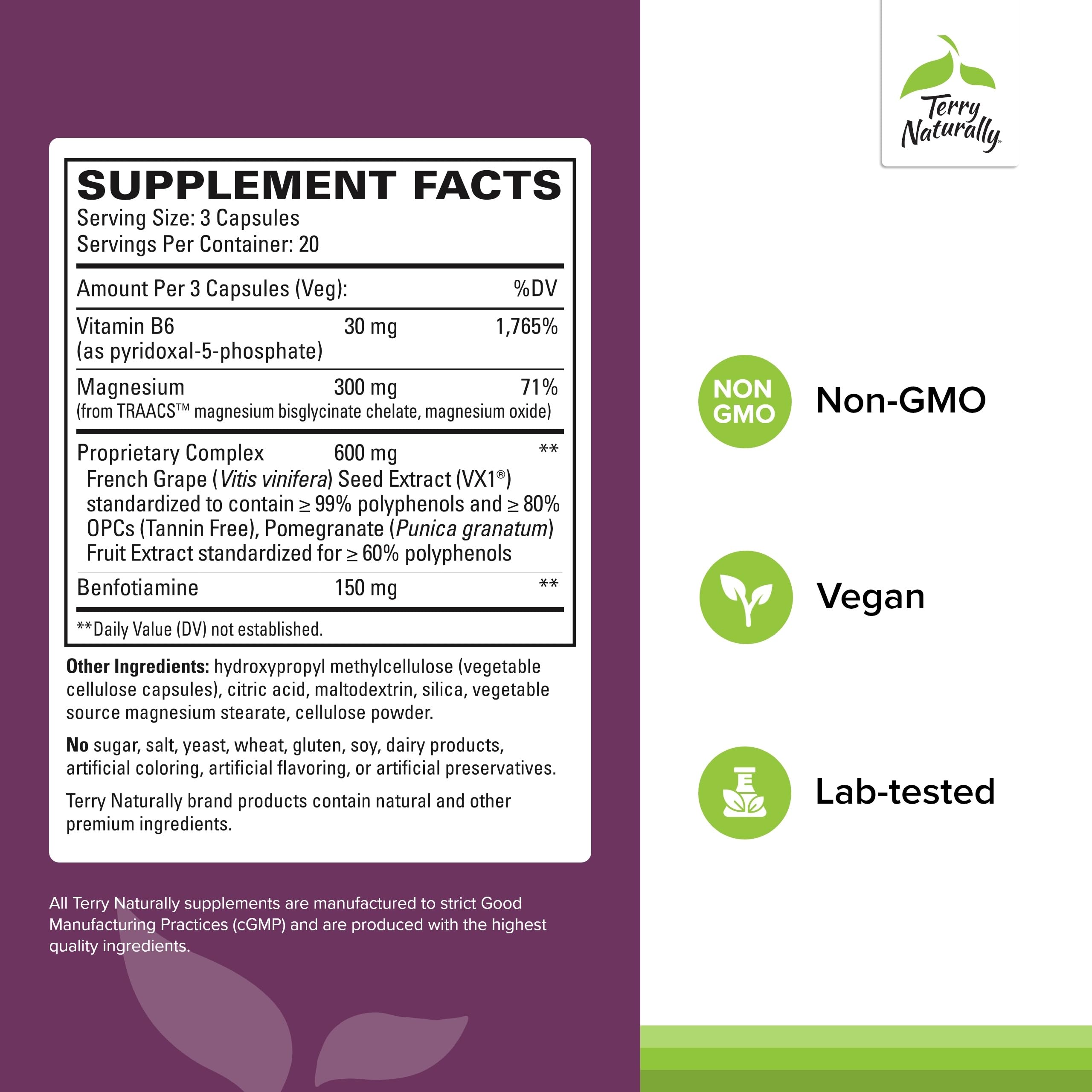 Terry Naturally Clinical OPC Heart - Heart Health Supplement with Magnesium, Vitamin B6, Grape Seed Extract - Dietary Supplement for Artery Health & Circulation - 60 Capsules Terry Naturally buy supplements canada