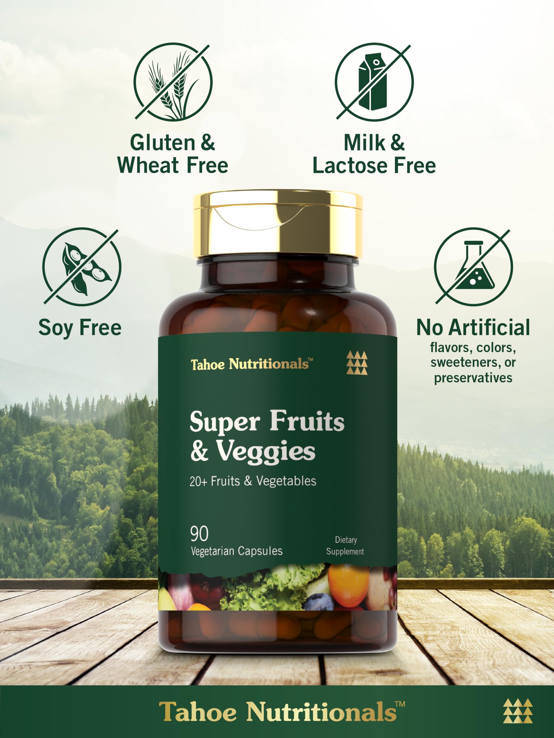 Tahoe Nutritionals Super Fruits and Veggies Capsules | 90 Count | Vegetarian, Non-GMO and Gluten Free Supplement Tahoe Nutritionals buy supplements canada