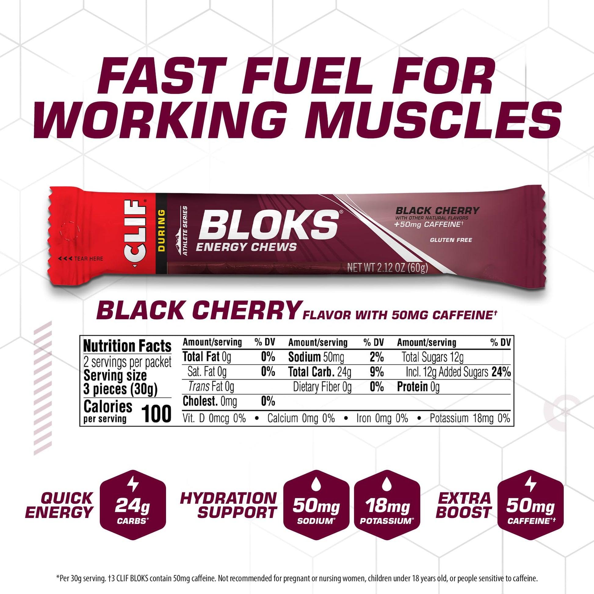 CLIF BLOKS - Black Cherry Flavor with Caffeine - Energy Chews - Non-GMO Clif Bar buy supplements canada