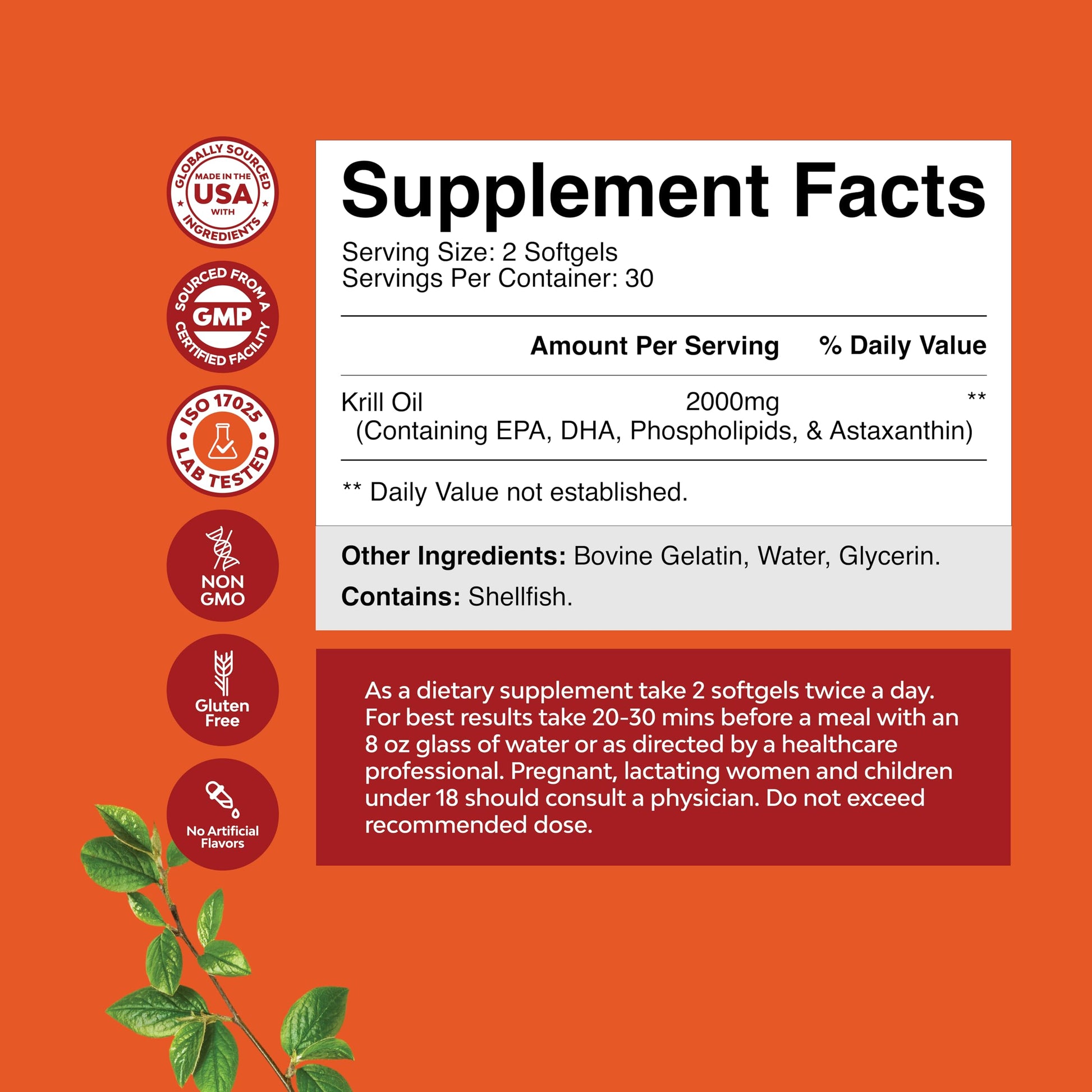 Antarctic Krill Oil 2000mg Softgels Per Serving - Omega 3 Krill Oil Supplement Natures Craft buy supplements canada