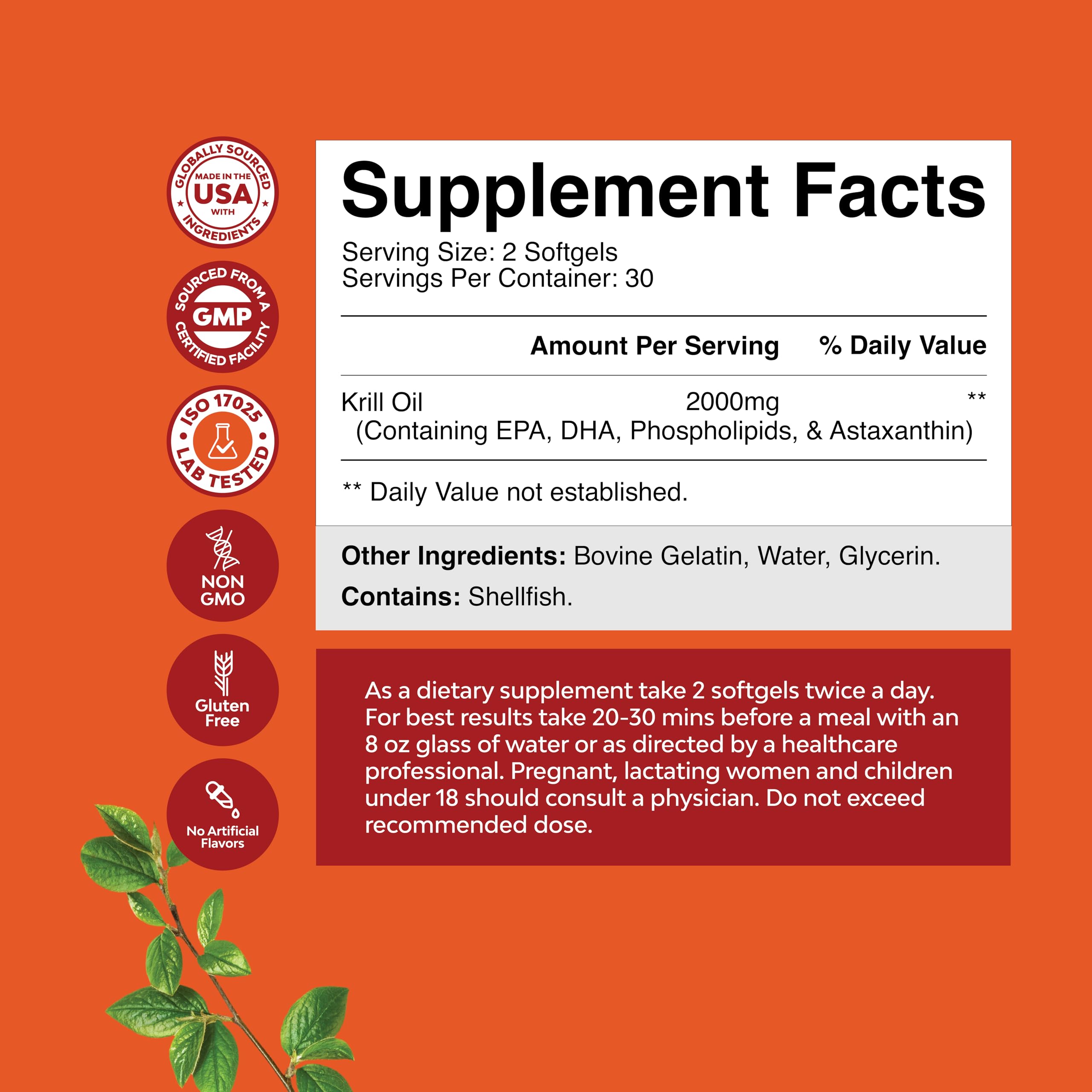 Antarctic Krill Oil 2000mg Softgels Per Serving - Omega 3 Krill Oil Supplement Natures Craft buy supplements canada