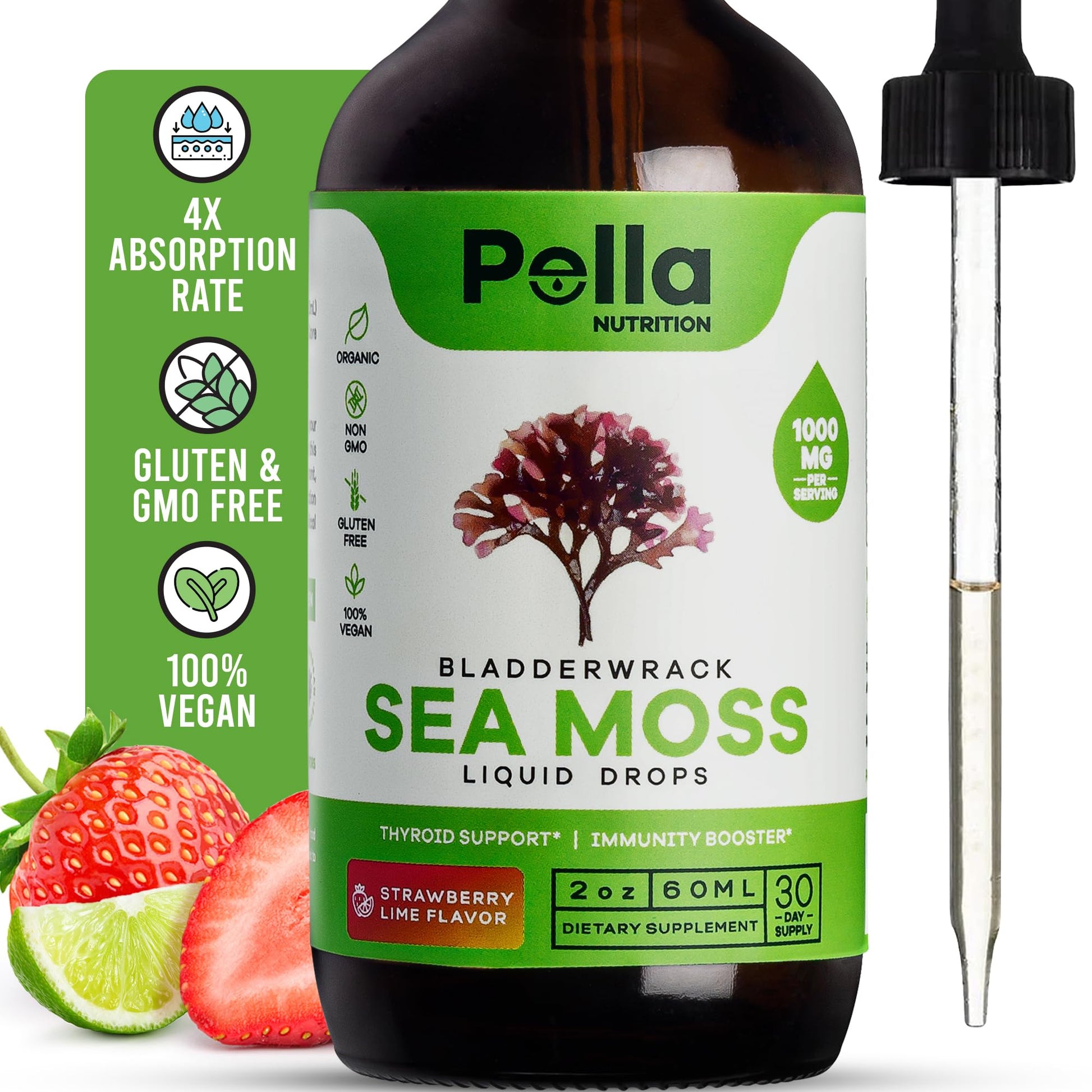 Organic Sea Moss Drops - 1000mg Irish Sea Moss - 4X Stronger than Sea Moss Gel Pella Nutrition buy supplements canada