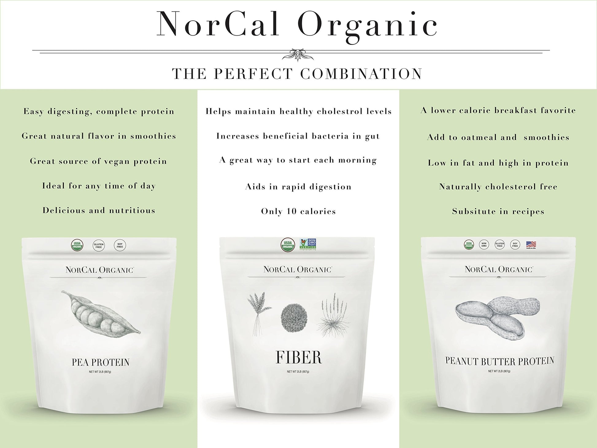 NorCal Organic - Premium Pea Protein Isolate - 100% Vegan and Organic - UNFLAVORED - 2 Pounds (Pack of 1) - 35 Servings NorCal Organic buy supplements canada