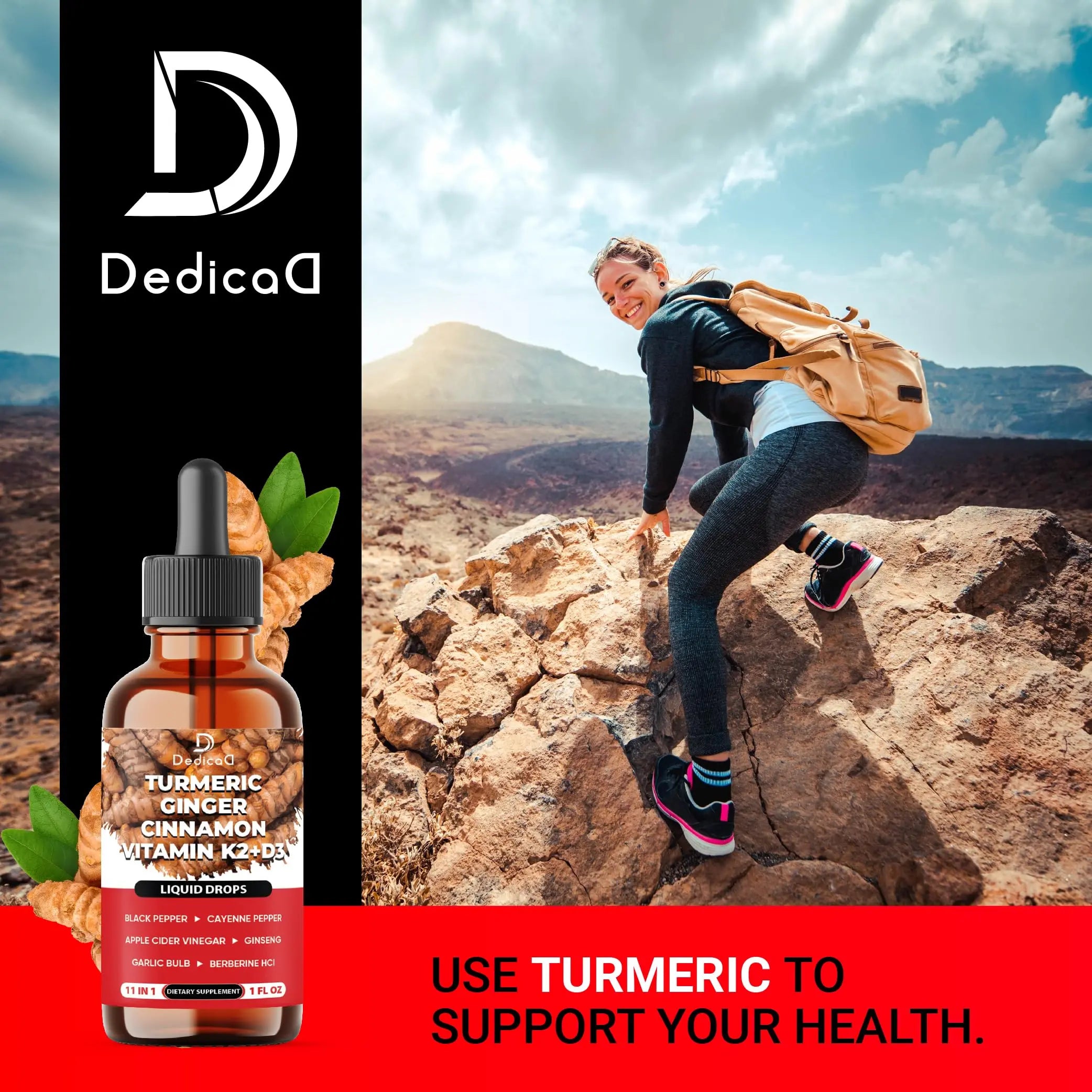 11in1 Liquid Turmeric Supplement – with Ginger, Garlic, Ceylon Cinnamon, Berberine, Ginseng, Apple Cider Vinegar – 1 Fl Oz – 30 Servings DEDICAD buy supplements canada