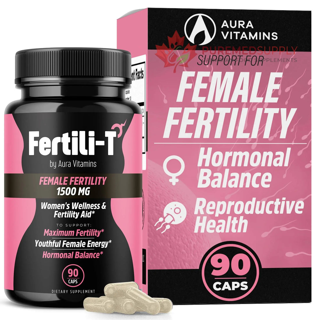 Fertili-t Female (90 Caps) Natural Fertility Support, Hormonal Balance & Prenatal Vitamins for Women, Conception Support, Natural Fertility Supplement with Aguaje & Red Maca (30-Day Supply) (1) AURA VITAMINS buy supplements canada