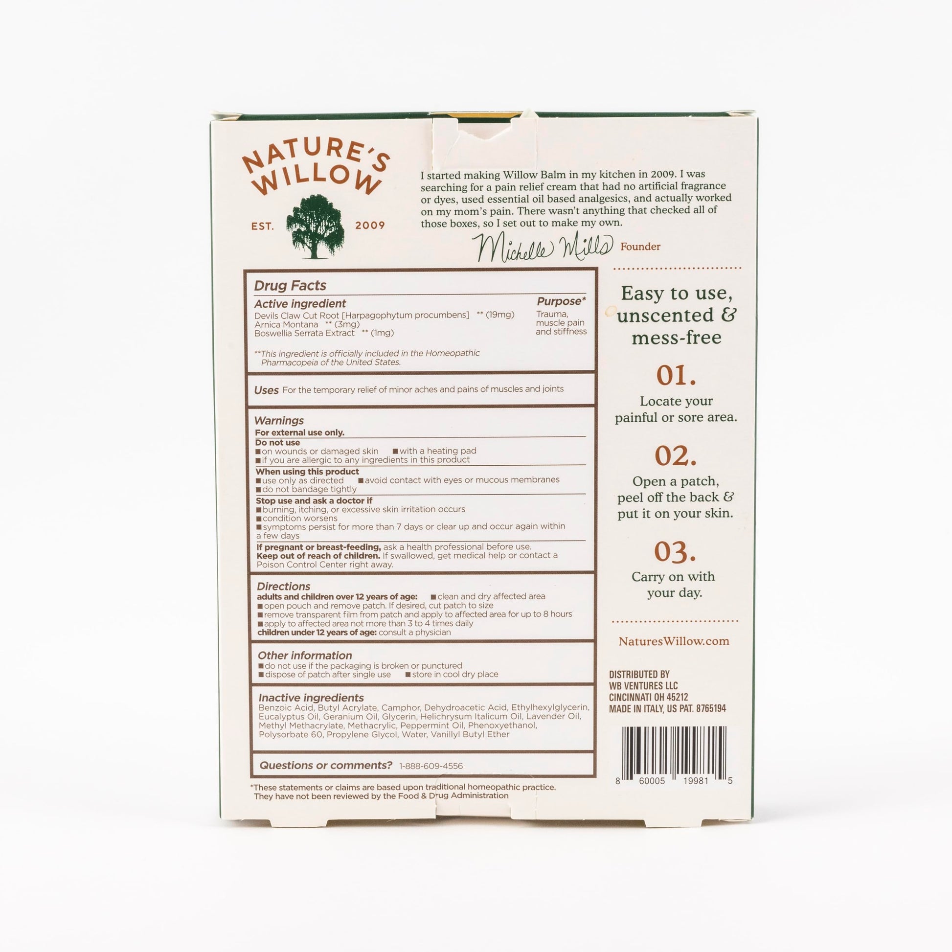Nature's Willow Natural Pain Relief Patches for Muscles & Joints | Fast-Acting with White Willow Bark | Free from Artificial Fragrances & Dyes | 6 Patches per Pack (3-Pack) Nature's Willow buy supplements canada