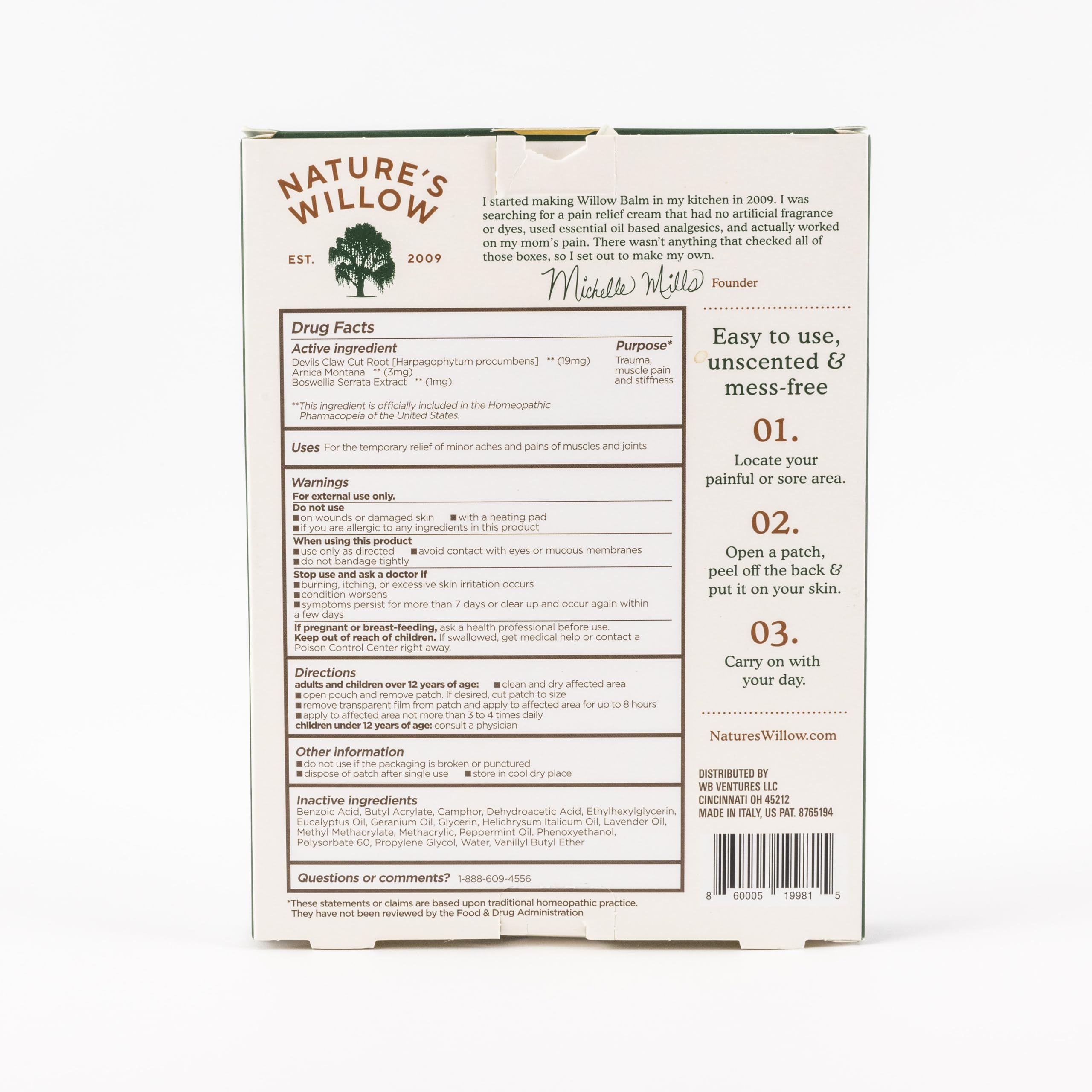 Nature's Willow Natural Pain Relief Patches for Muscles & Joints | Fast-Acting with White Willow Bark | Free from Artificial Fragrances & Dyes | 6 Patches per Pack (3-Pack) Nature's Willow buy supplements canada
