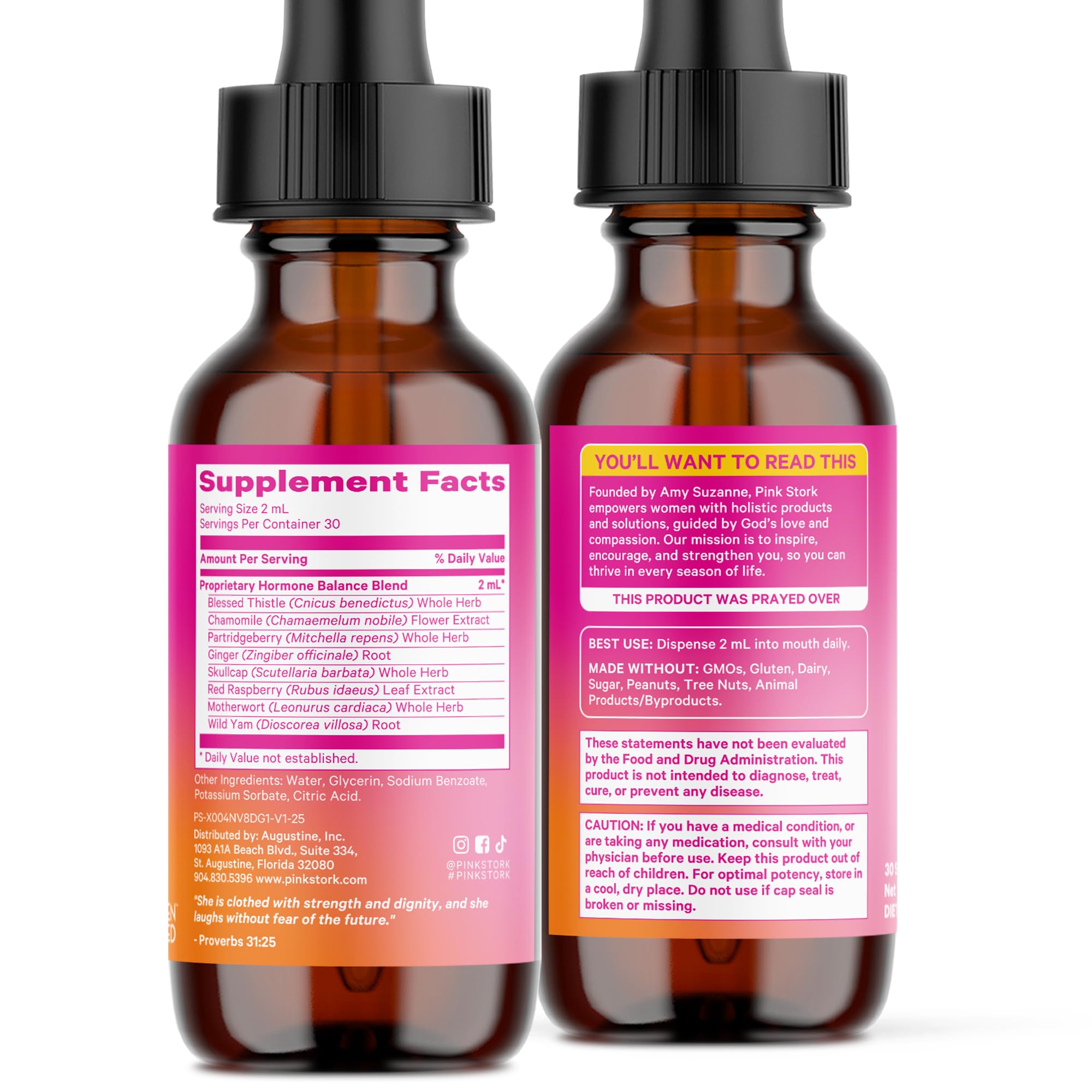 Pink Stork Hormone Balance Drops for Women - Supports Hormonal Health, PMS, Perimenopause & Mood, with Red Raspberry Leaf & Wild Yam - Liquid Supplement - Vegan, 2oz, 30 Servings Pink Stork buy supplements canada