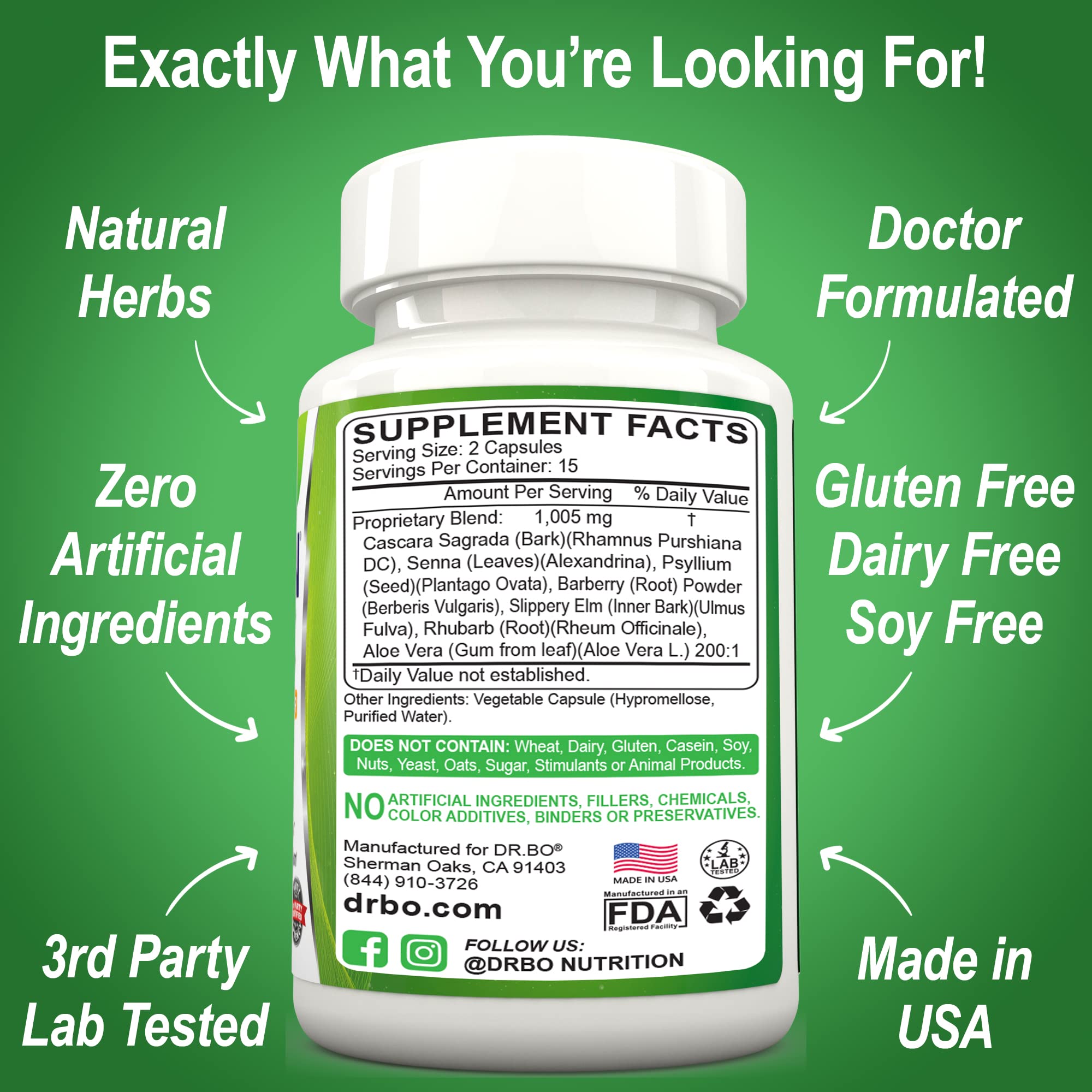 Colon Cleanse Detox Formula - Natural Bowel Cleanser Pills for Intestinal Bloating & Fast Digestive DR. BO buy supplements canada
