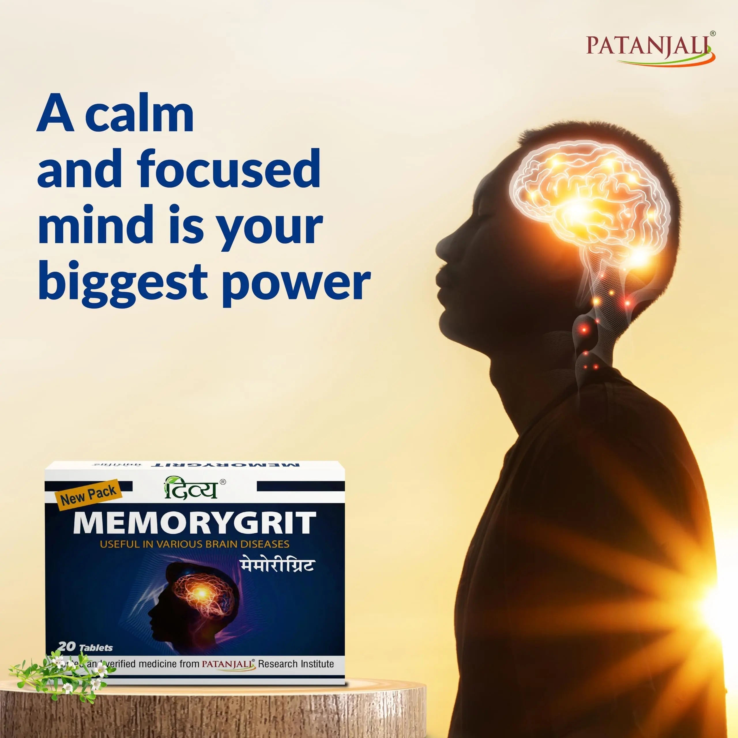 Patanjali Divya Memorygrit 20 Tablets Ayurvedic Supplement for Memory Focus and Brain Health Support (Pack of 1) patanjali buy supplements canada