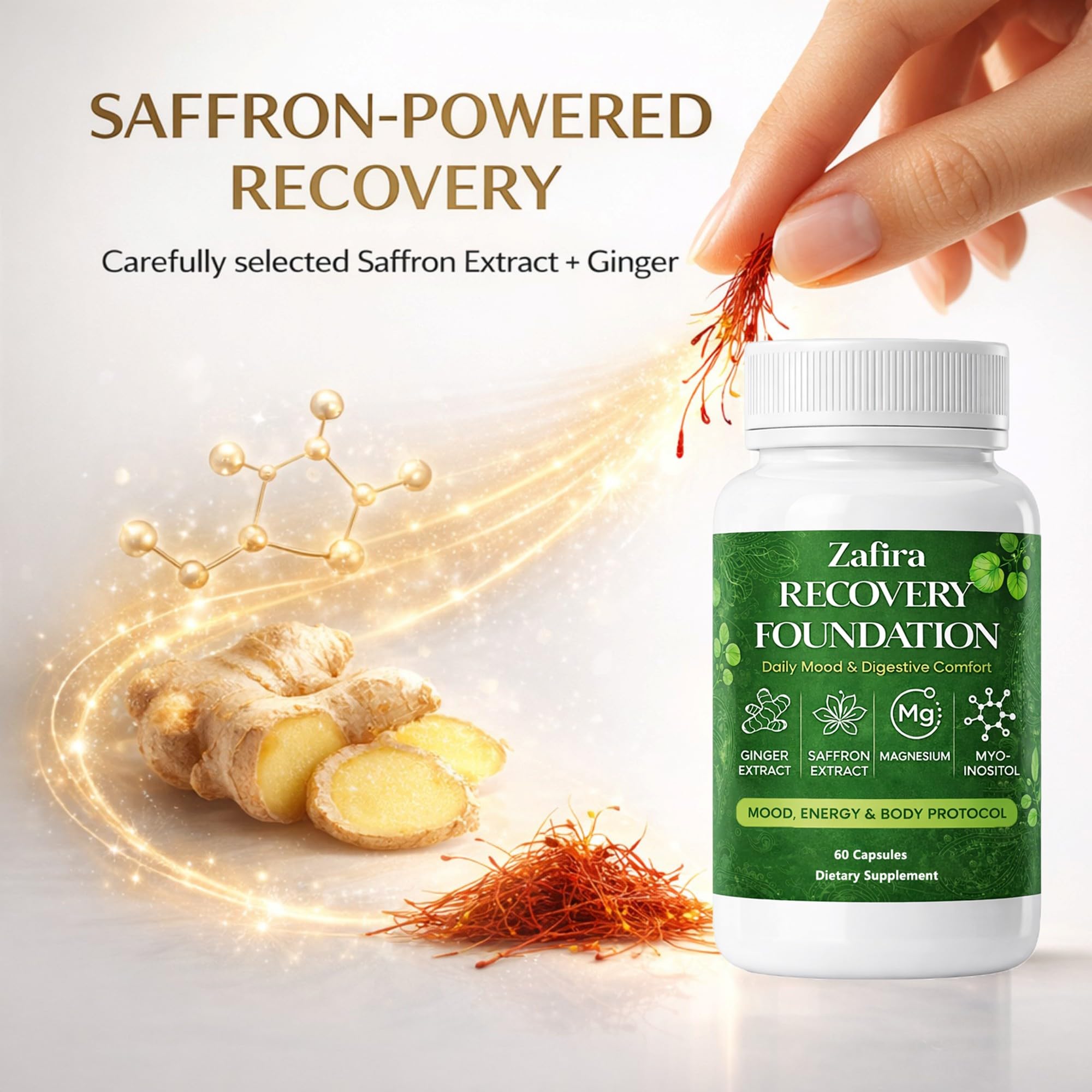 DYDUON Zafira Recovery Foundation Capsules – Mental Clarity, Hair & Mood Support, Natural Herbal Formula with Saffron Extract, Ginger Extract, L-Theanine, Myo-Inositol, Non-GMO, 60 Capsules DYDUON buy supplements canada