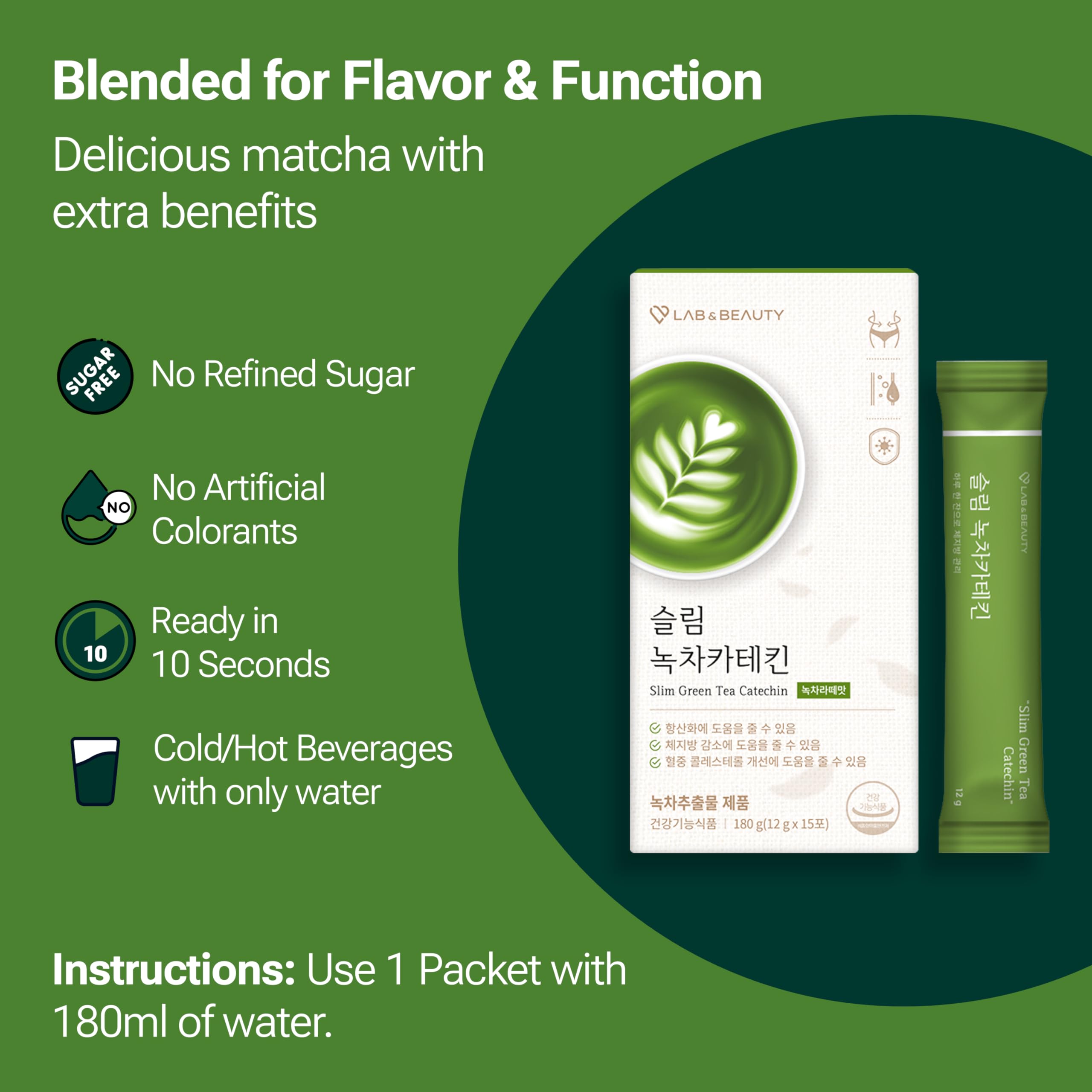 Slim Green Tea Catechin - Matcha Latte Flavor - 15 Pack - Supports Healthy Weight JAYU buy supplements canada