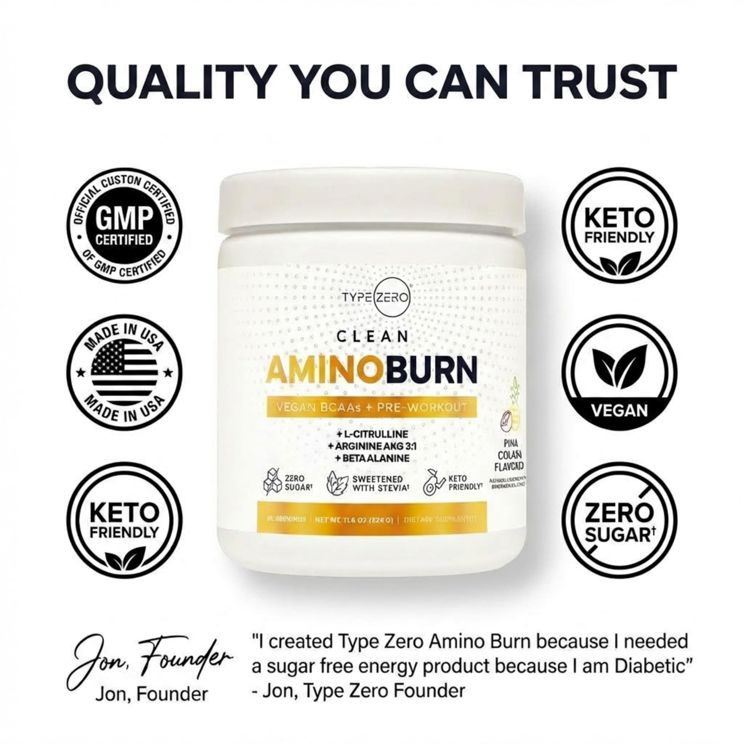 Type Zero Amino Burn Vegan BCAAs + Pre-Workout (Pina Colada Flavored) Type Zero buy supplements canada