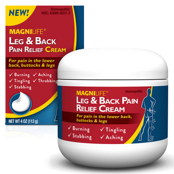 MagniLife Leg & Back Pain Relief Cream (4 oz), Topical Support for Leg Pain & Lower Back Discomfort, Fast Absorbing, No Residue, Mild Scent, Massage-in Formula MagniLife buy supplements canada