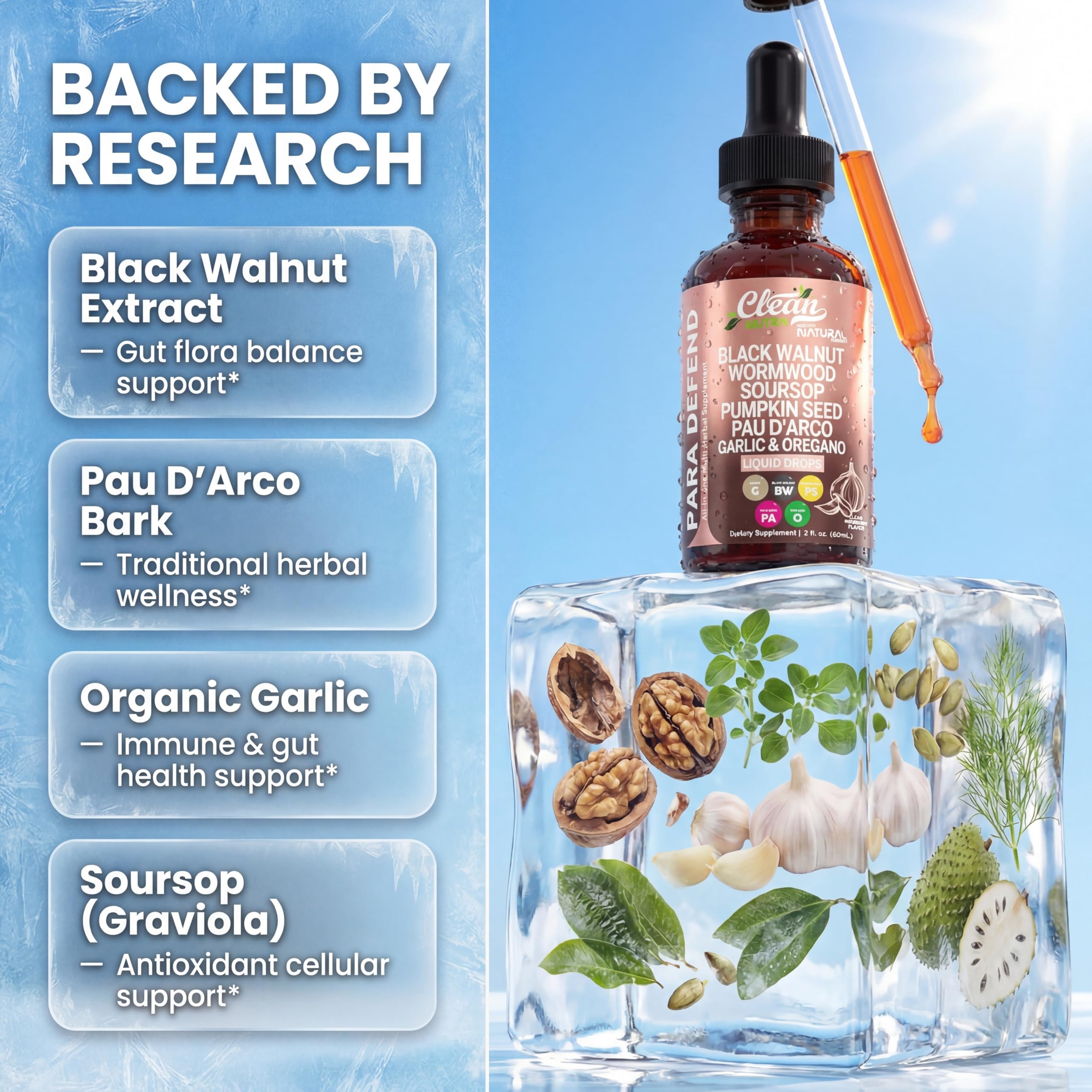 para Defend Wormwood Black Walnut Cleanse for Humans Drops Liquid Soursop Garlic Pumpkin Seed PAU D'Arco Oil of Oregano Turmeric Clean Nutraceuticals buy supplements canada
