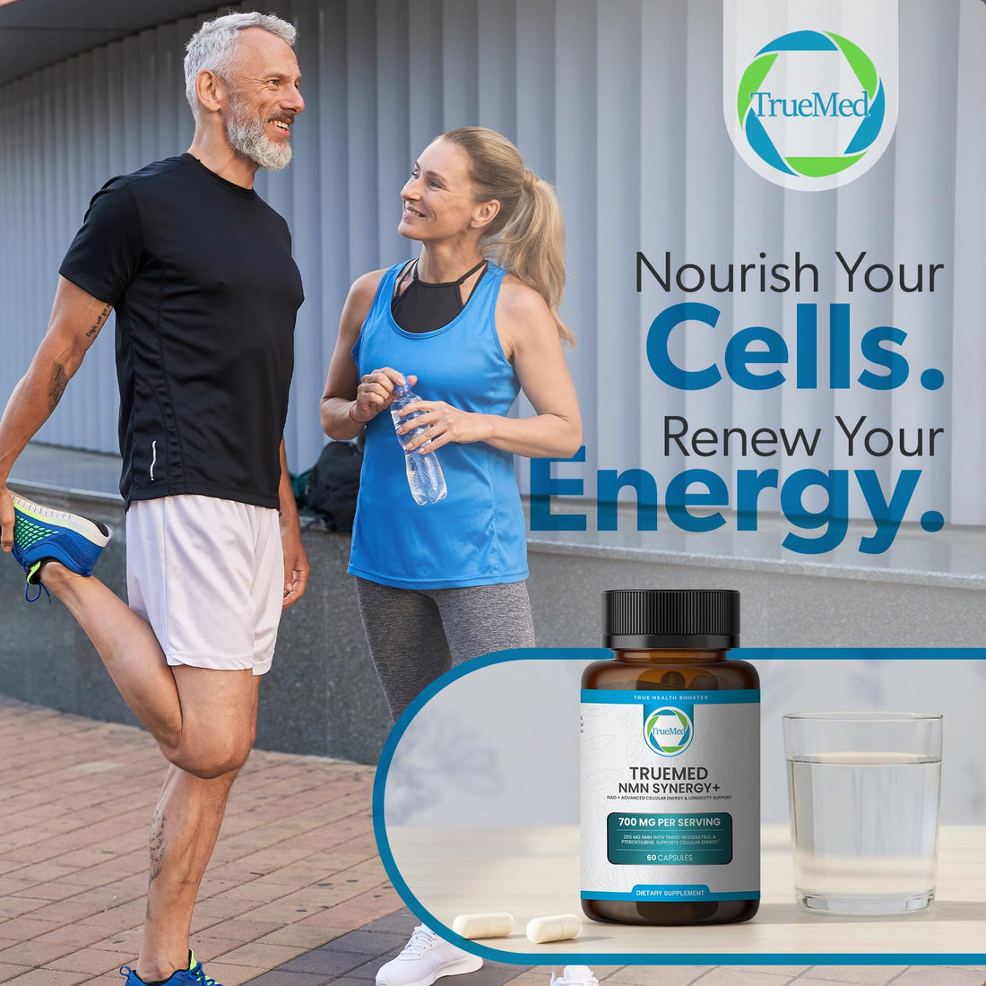 TRUEMED NMN Synergy+ 700mg – Premium NMN Supplement with Resveratrol & Pterostilbene | Advanced NAD+ Supplement for Cellular Energy, & Wellness Support | Non-GMO, Vegan, 60 Capsules TRUEMED buy supplements canada