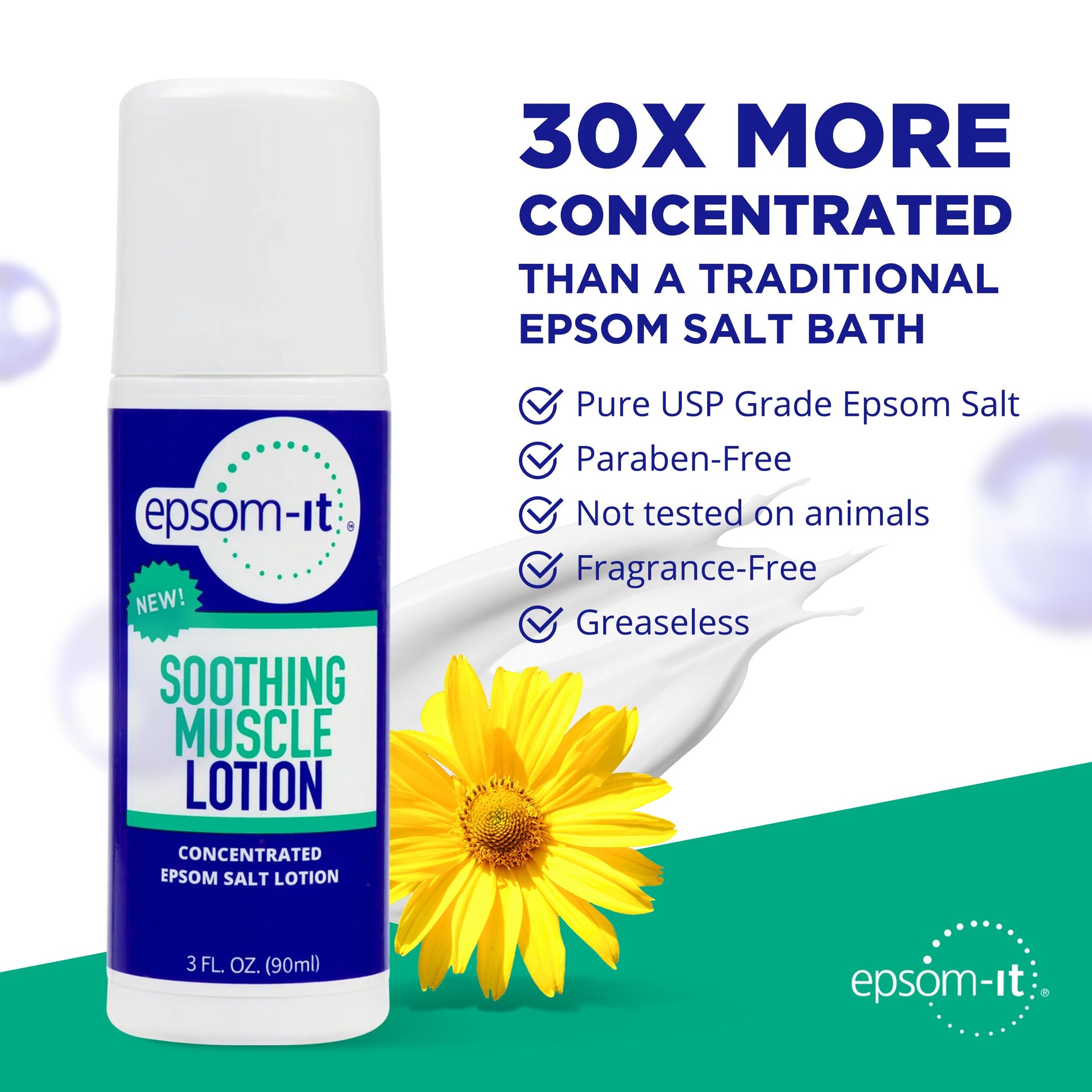 Epsom-It Soothing Muscle Lotion - Roll On Epsom Salt Lotion with Arnica for Muscle Stiffness, Leg, Knees and Feet Discomfort, Topical Magnesium Cream, 3oz EPSOM-IT buy supplements canada