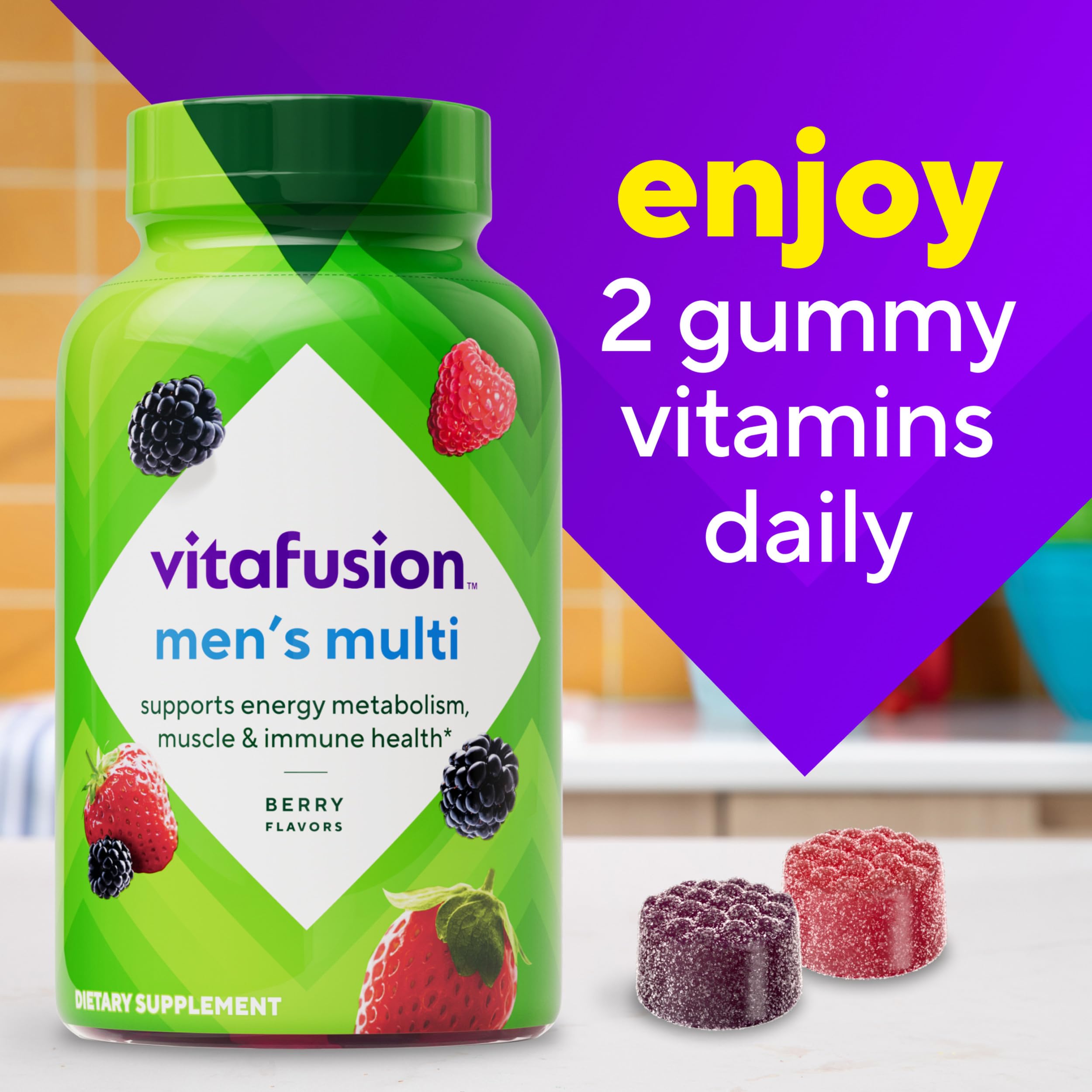 vitafusion Adult Gummy Vitamin Supplement for Men, Berry Flavored, A, C, D, E, B6, B12, Daily, 120 Count, 60 Day Supply Vitafusion buy supplements canada