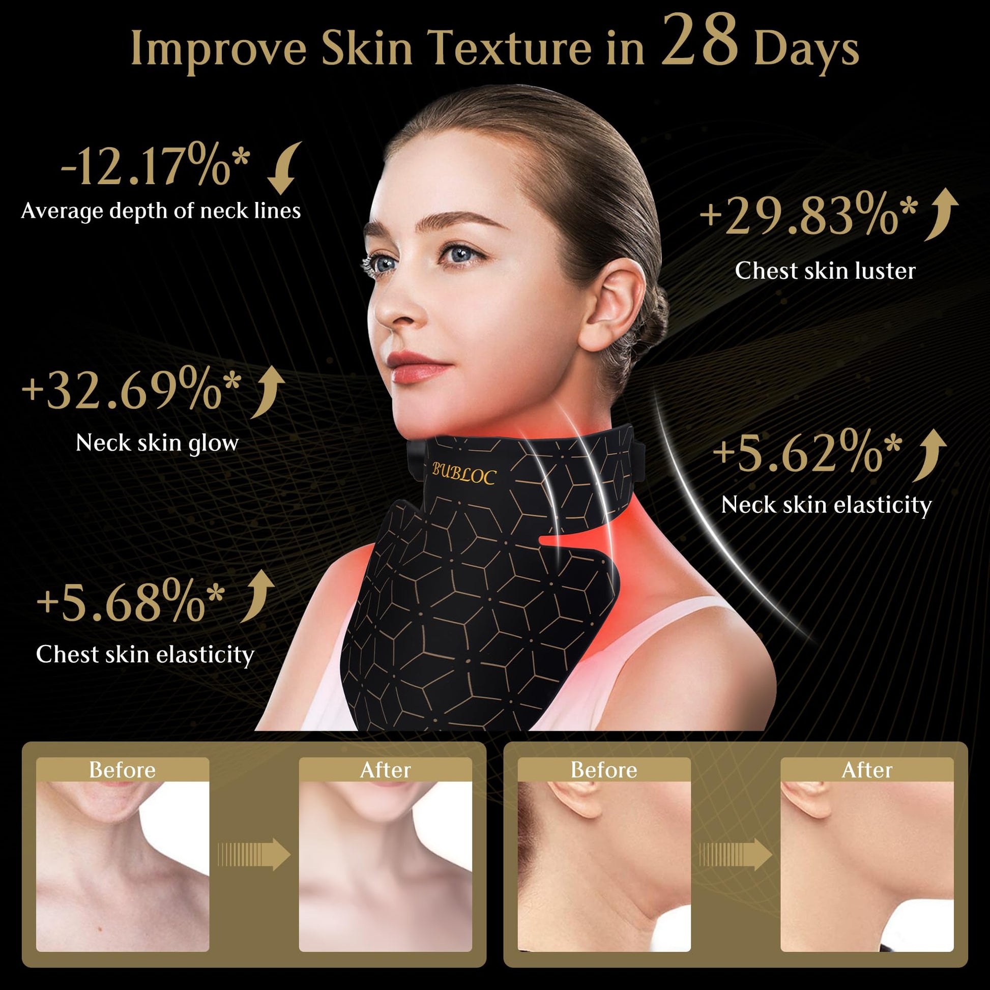 Upgraded Red Light Therapy Mask for Neck & Décolleté, 850 nm Wireless Infrared Light Therapy Suitable BUBLOC buy supplements canada