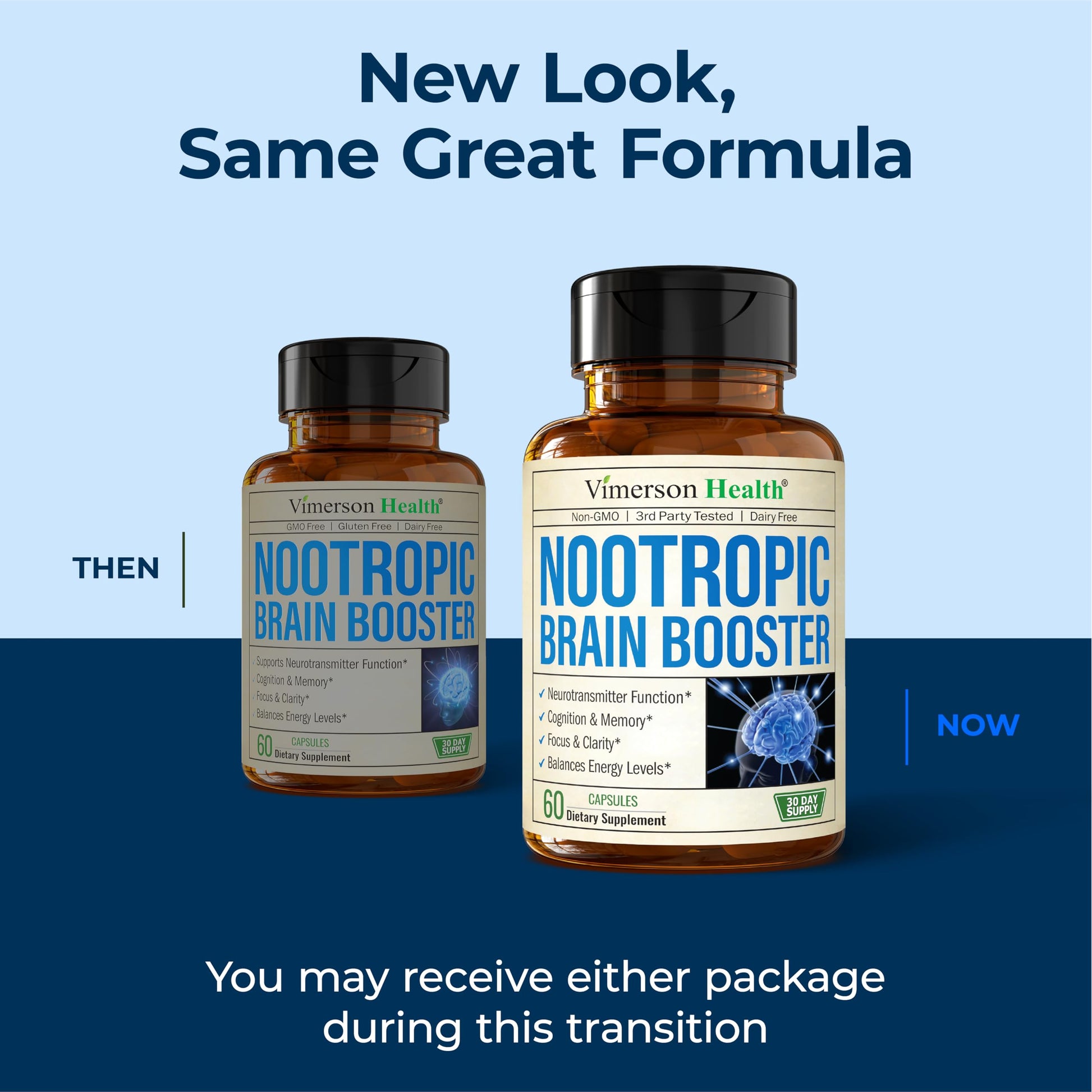 Nootropics Brain Support Supplement - Nootropic Brain Booster for Improved Focus, Concentration & Memory. Brain Nootropic for Brain Health, Mood & Energy Support. Non-GMO. Made in the USA. 60 Capsules Vimerson Health buy supplements canada