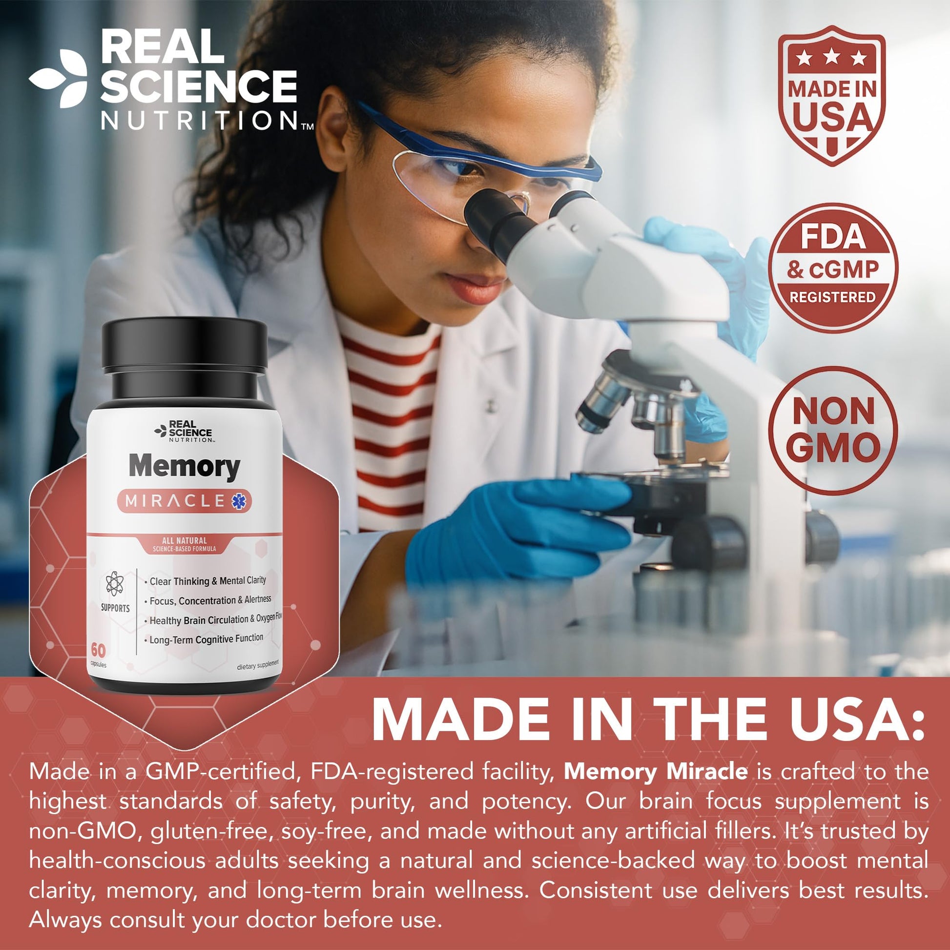 Real Science Nutrition Offers Memory Miracle – Brain and Memory Support Supplement for Focus, Mental Clarity & Brain Health – Nootropic Brain Booster with Nitric Oxide – 60 Capsules Real Science Nutrition buy supplements canada
