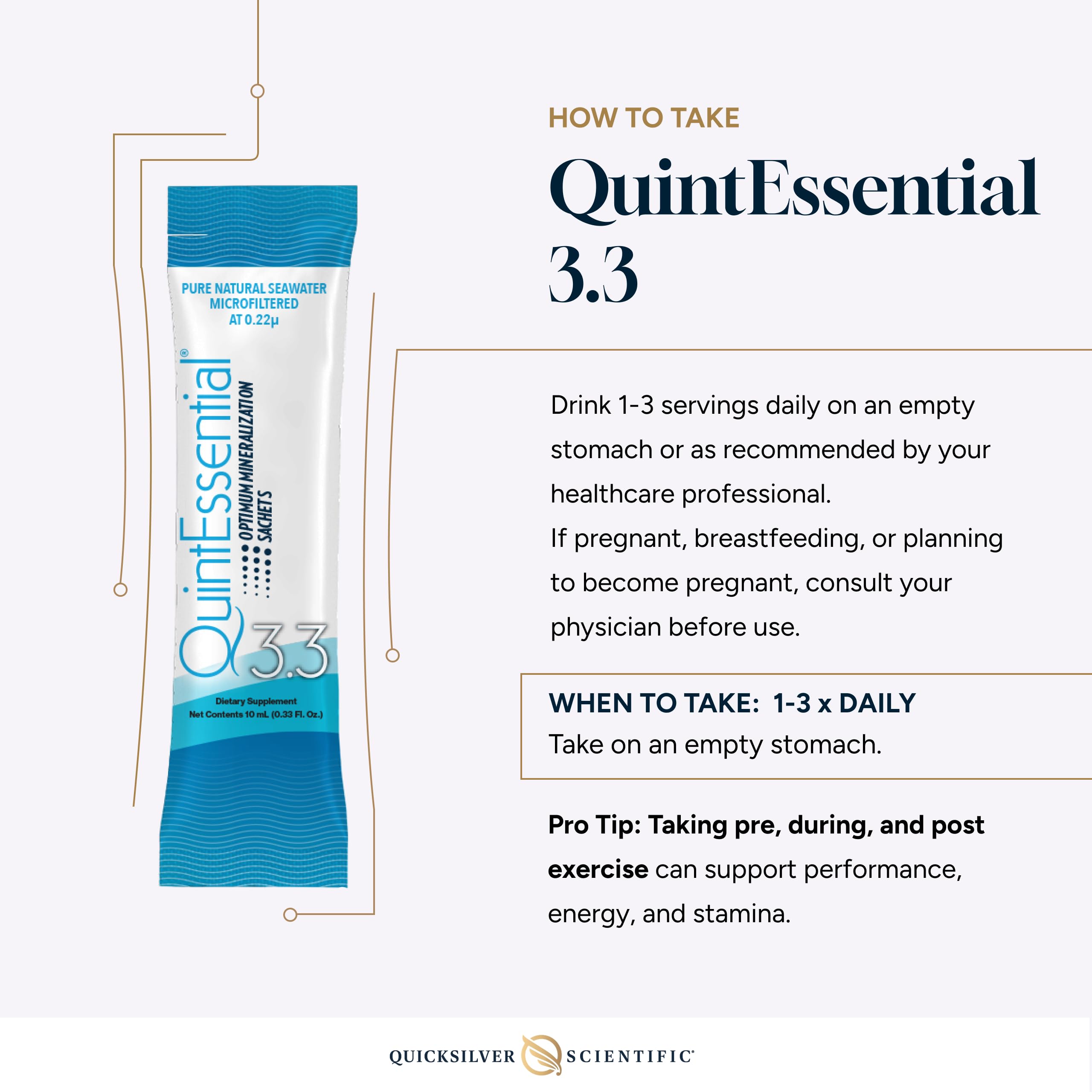 Quicksilver Scientific Quintessential 3.3 Sachets - Hypertonic Solution - Filtered Sea Water Hydration Packets - Liquid Minerals for Muscle Recovery, Stamina + Mineral Replenishment (30 Count) Quicksilver Scientific buy supplements canada