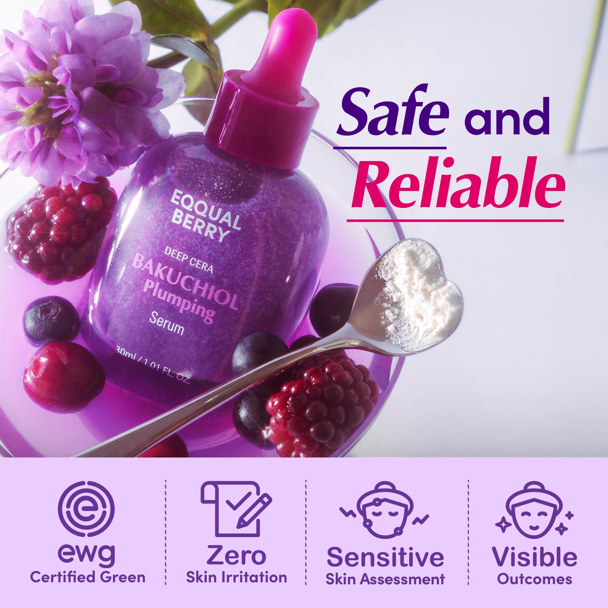 EQQUALBERRY Bakuchiol Plumping Face Serum - Retinol Natural Alternative for Sensitive Skin, with Niacinamide & Hyaluronic Acid EQQUALBERRY buy supplements canada