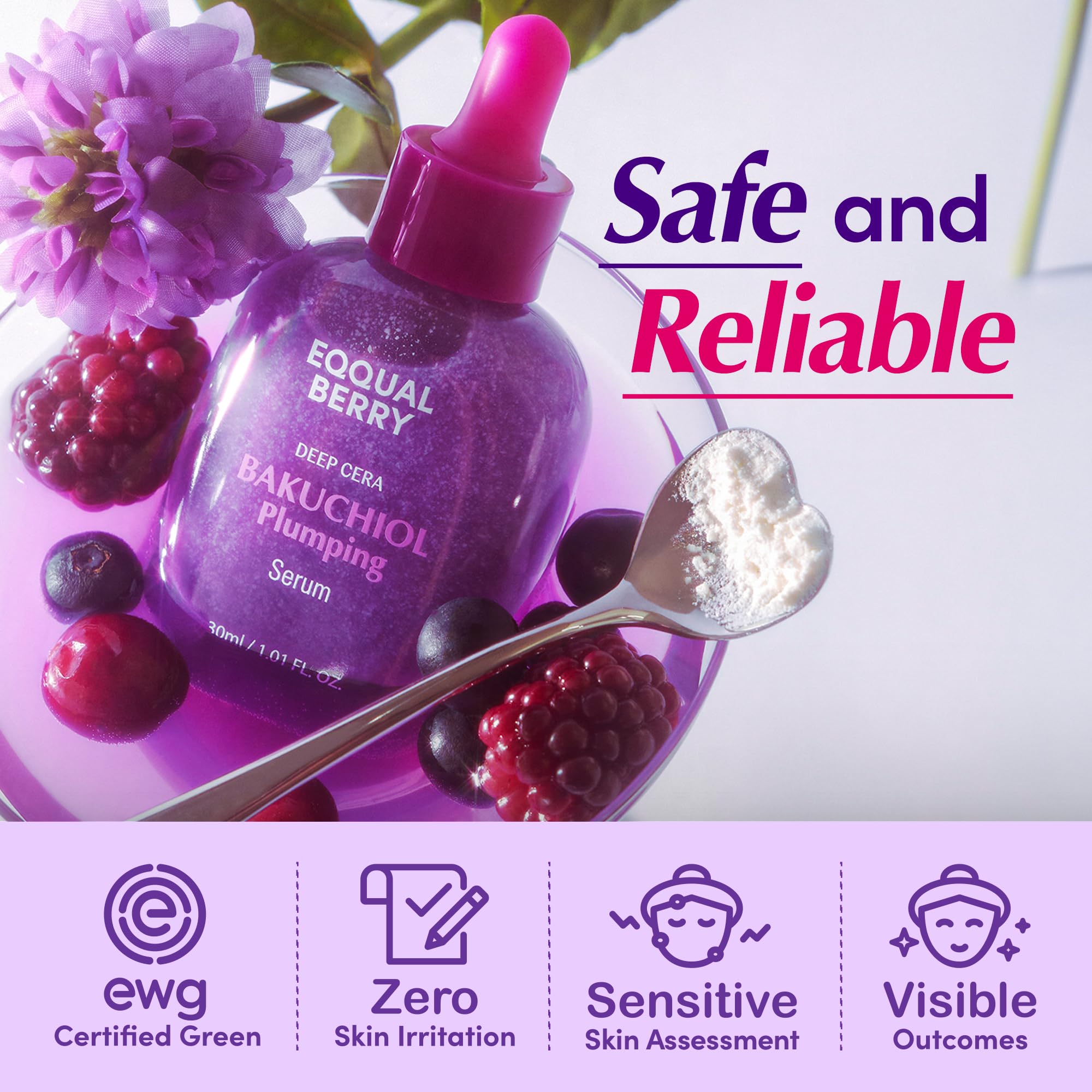 EQQUALBERRY Bakuchiol Plumping Face Serum - Retinol Natural Alternative for Sensitive Skin, with Niacinamide & Hyaluronic Acid EQQUALBERRY buy supplements canada
