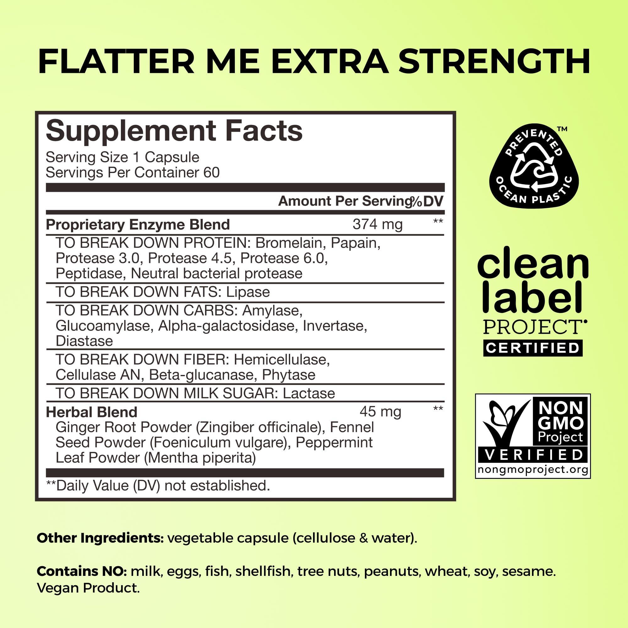 HUM Flatter Me Extra Strength Digestive Enzymes for Women, Men, Digestive Gut Bloating Supplement, Ginger, Peppermint Leaf, Fast Acting Anti Bloat