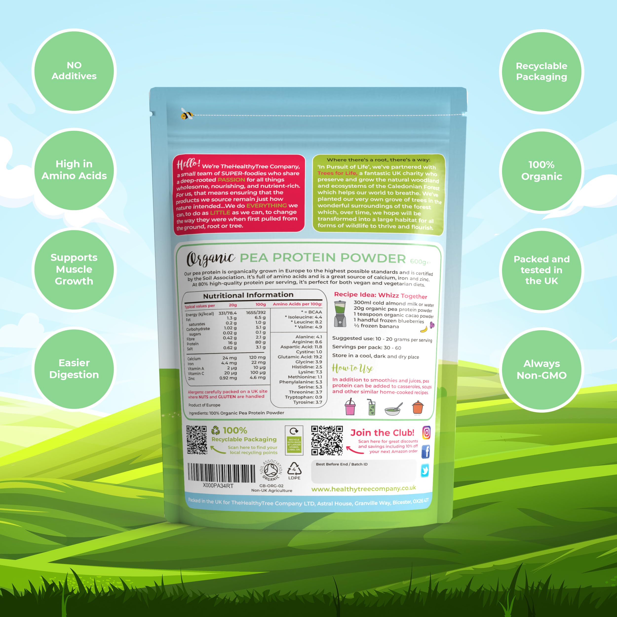 Organic Pea Protein Powder - European Vegan Protein Powder by TheHealthyTree Company TheHealthyTree Company buy supplements canada