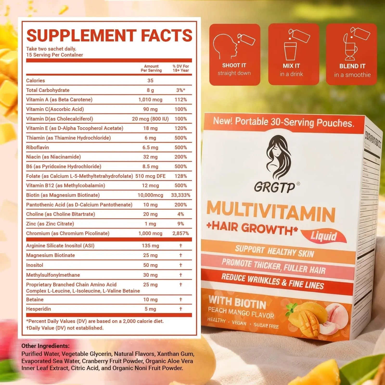 Liquid Multivitamin + Hair Growth | Biotin 10000mcg | Support Healthy Skin,Promote Thicker,Fuller Hair,Reduce Wrinkles & Fine Lines | 15.22 Fl Oz GRGTP buy supplements canada